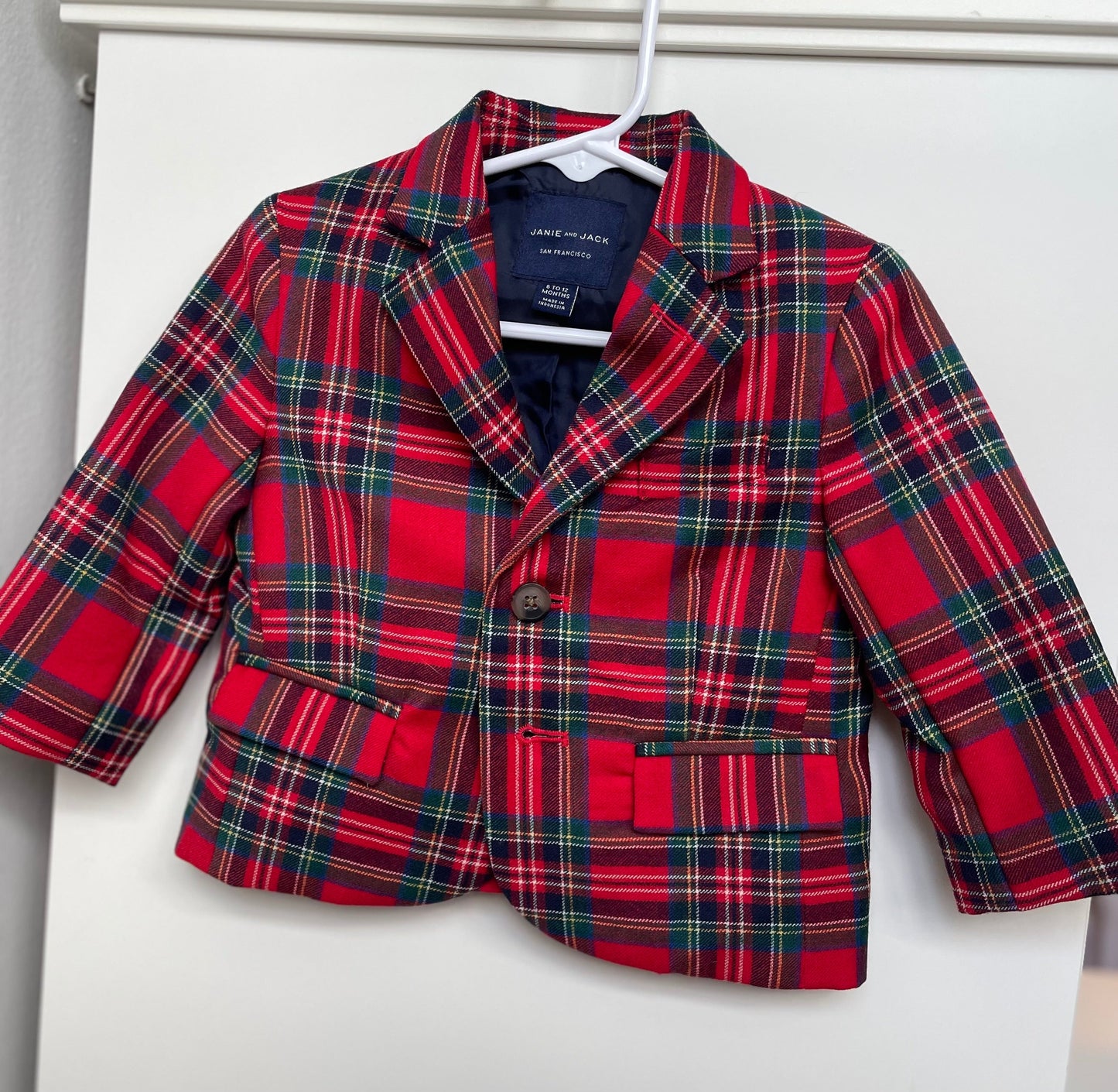 *REDUCED* #68 Janie and Jack Red Tartan Holiday Blazer, 6-12mo