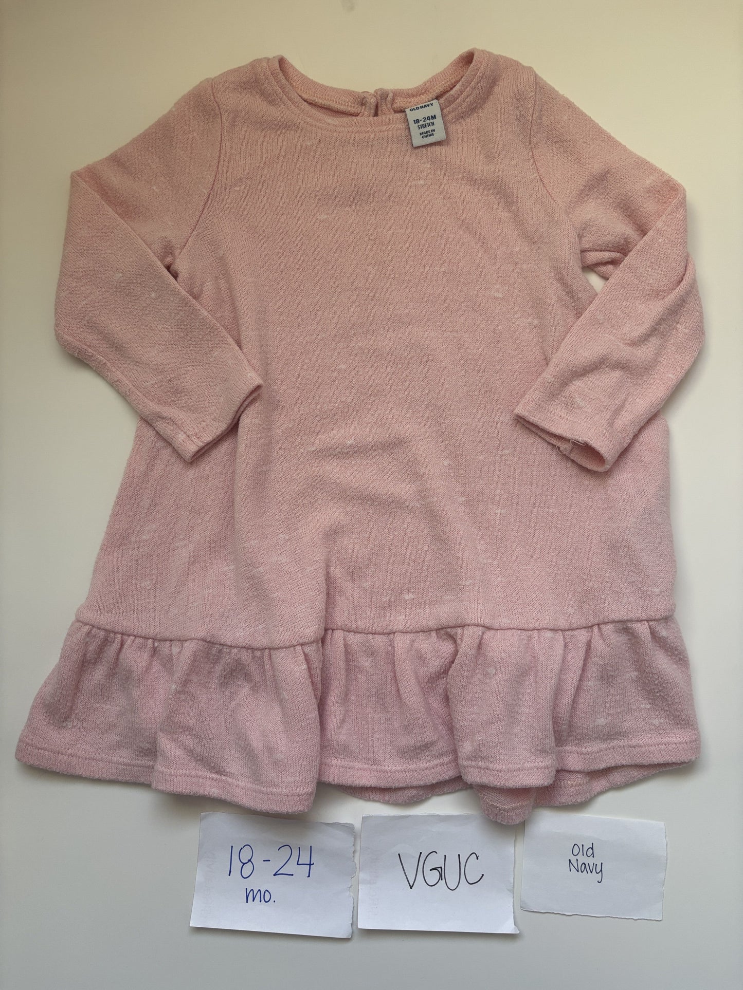 #138 - 18-24 Mo - VGUC Old Navy - Pink LS Dress - PU 45236