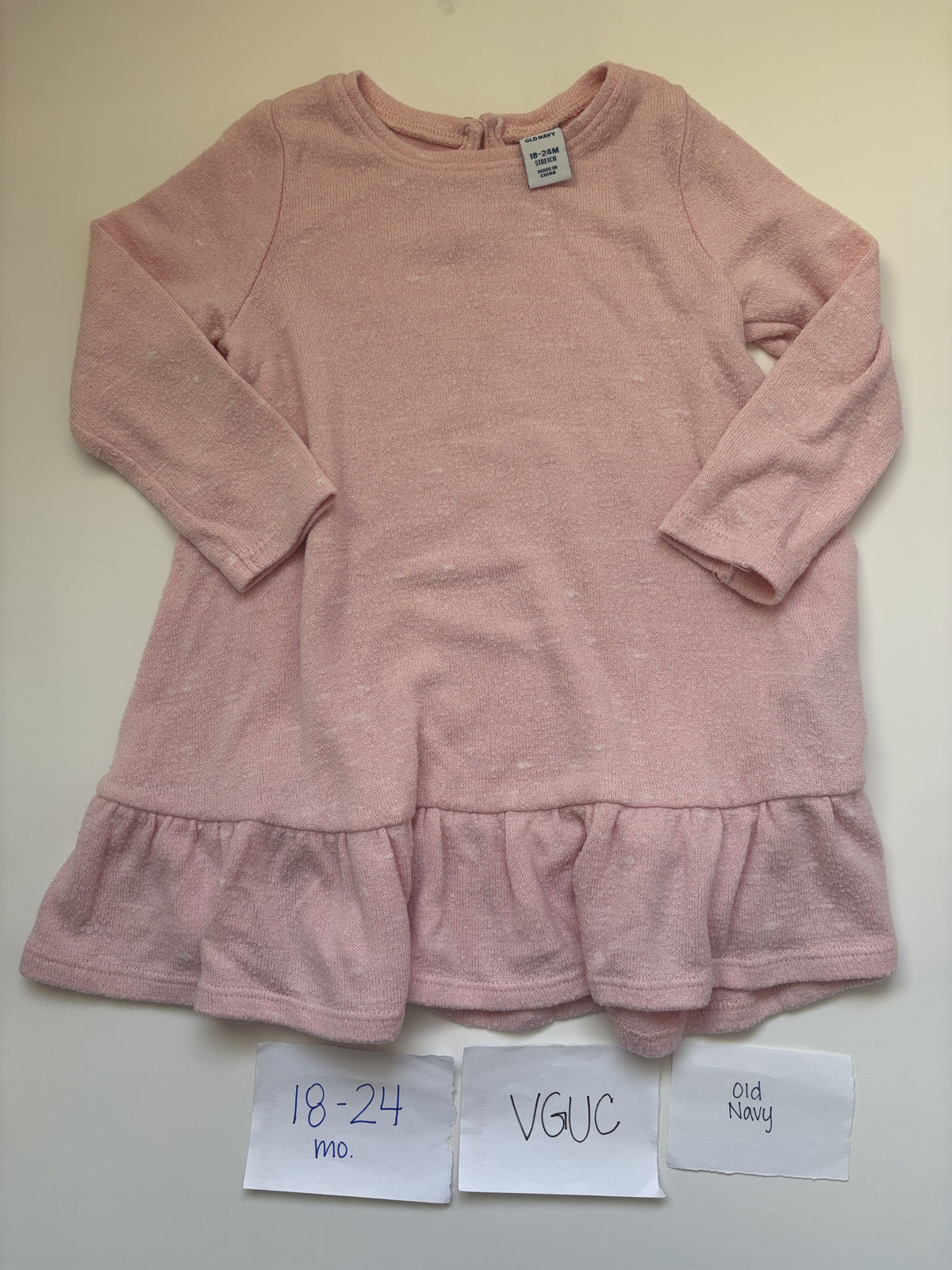 #138 - 18-24 Mo VGUC Old Navy Pink LS Dress