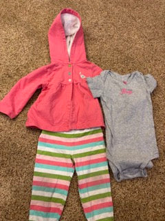 #47 girls 12mo outfit with jacket, carters