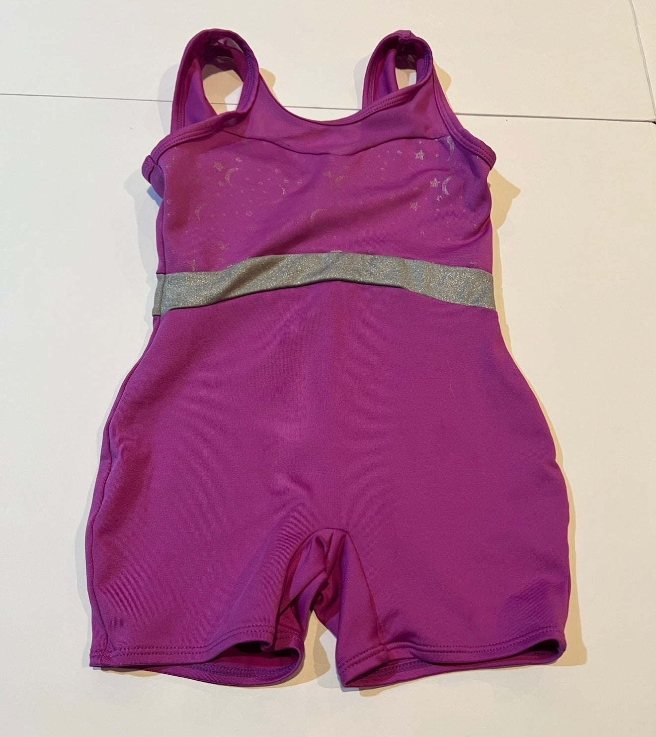 #180 Girls 4/5 Cat & Jack Set of 2 leotards with Shorts -Purple and Marble