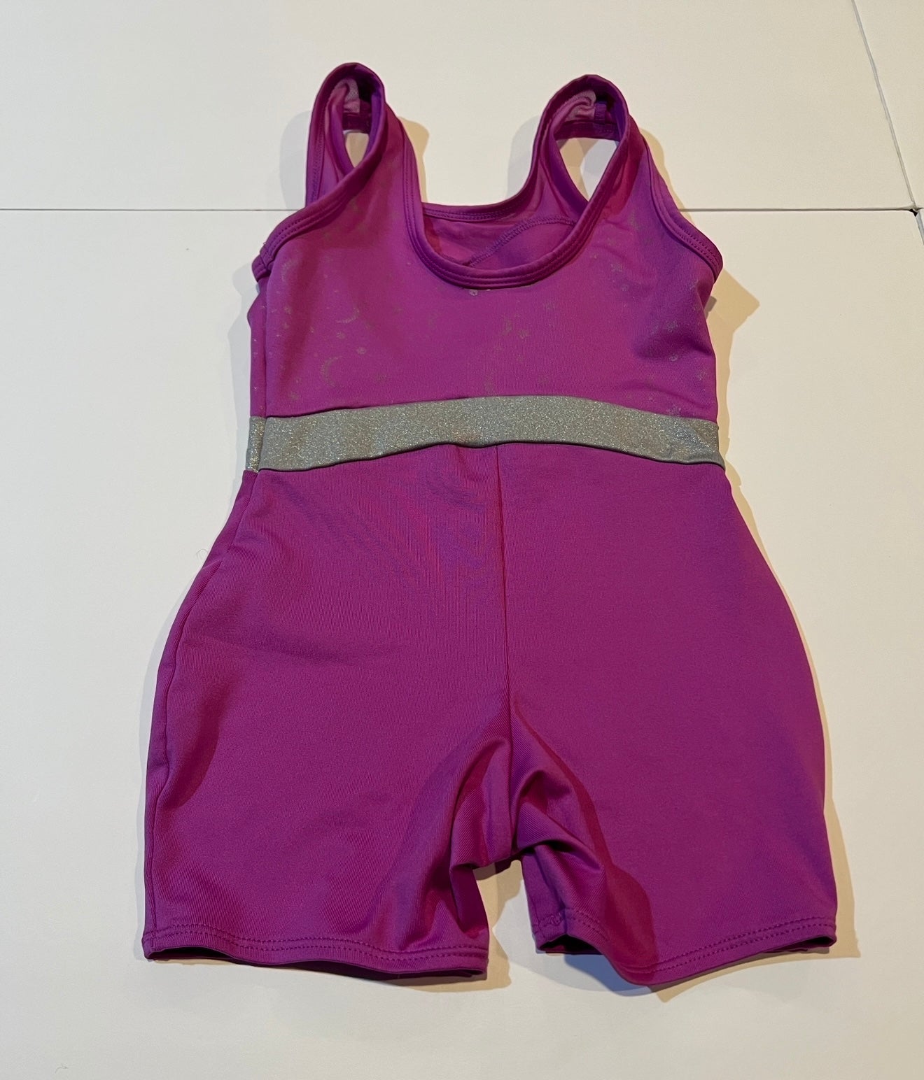 #180 Girls 4/5 Cat & Jack Set of 2 leotards with Shorts -Purple and Marble