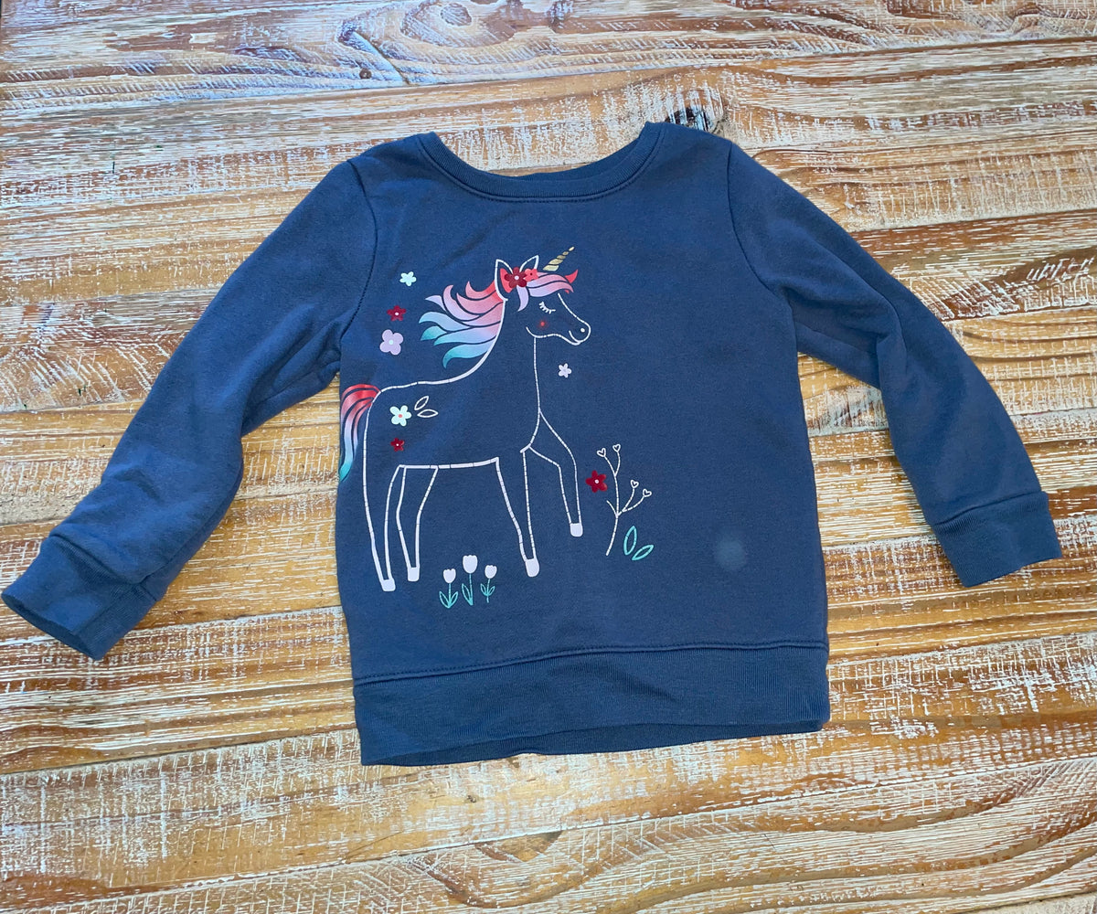 #4 Garanimals Blue Unicorn Crew Sweatshirt Girls 3T