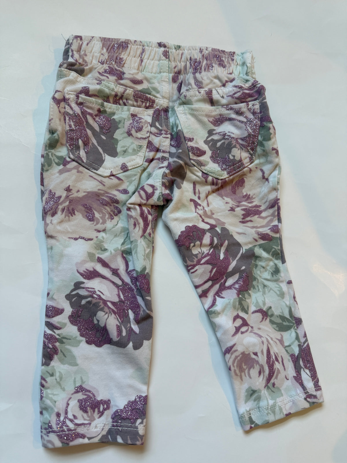 #170 Children’s Place Purple flowers and sparkle pants girls 9-12 Months