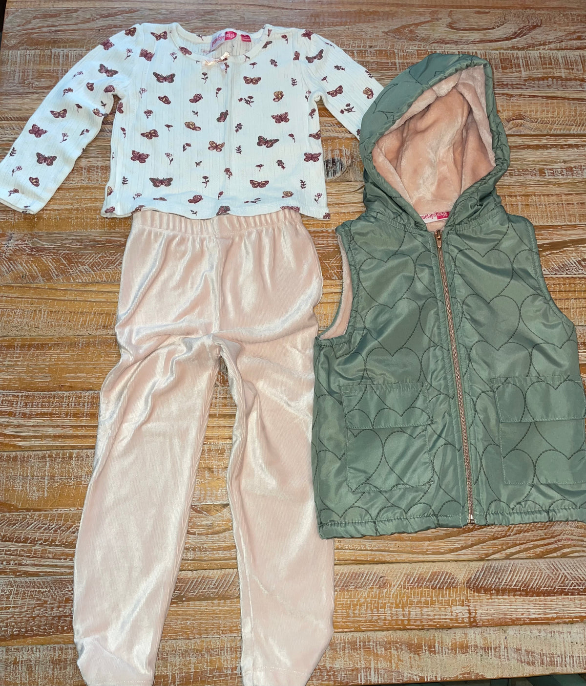 #4 Penelope Mack 3 Piece Pink and Green Set Girls 4T