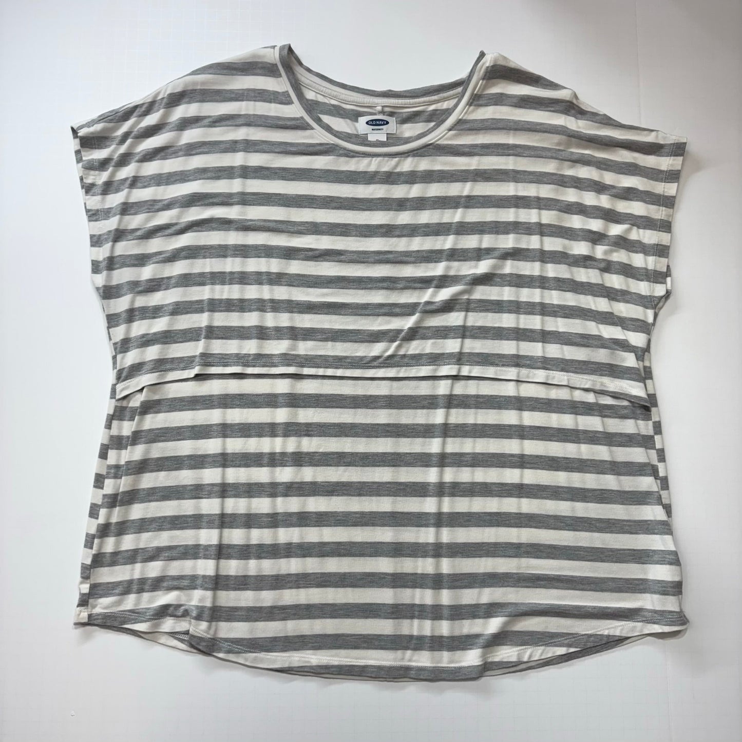 Seller 189 Women’s XL Old Navy Gray Stripe Maternity Ultra-Soft Nursing Top GUC