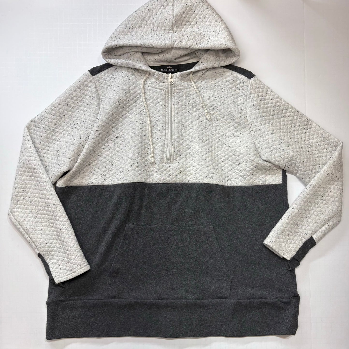 Seller 189 Women’s XL Nursing Queen Oatmeal Colored Quarter Zip Waffle Nursing Hoodie EUC