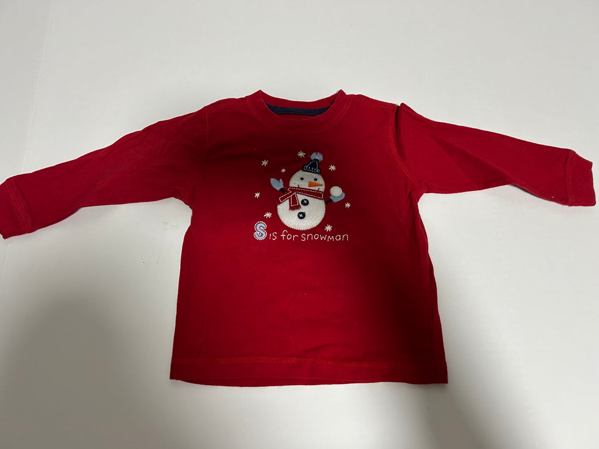 #27 Boys 18m OshKosh snowman applique long sleeve tee