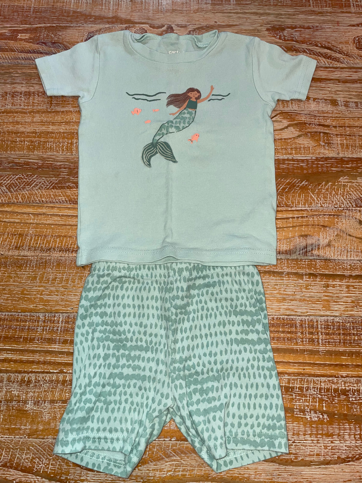 #4 Carter's Teal Mermaid Pajama Set Girls 2T