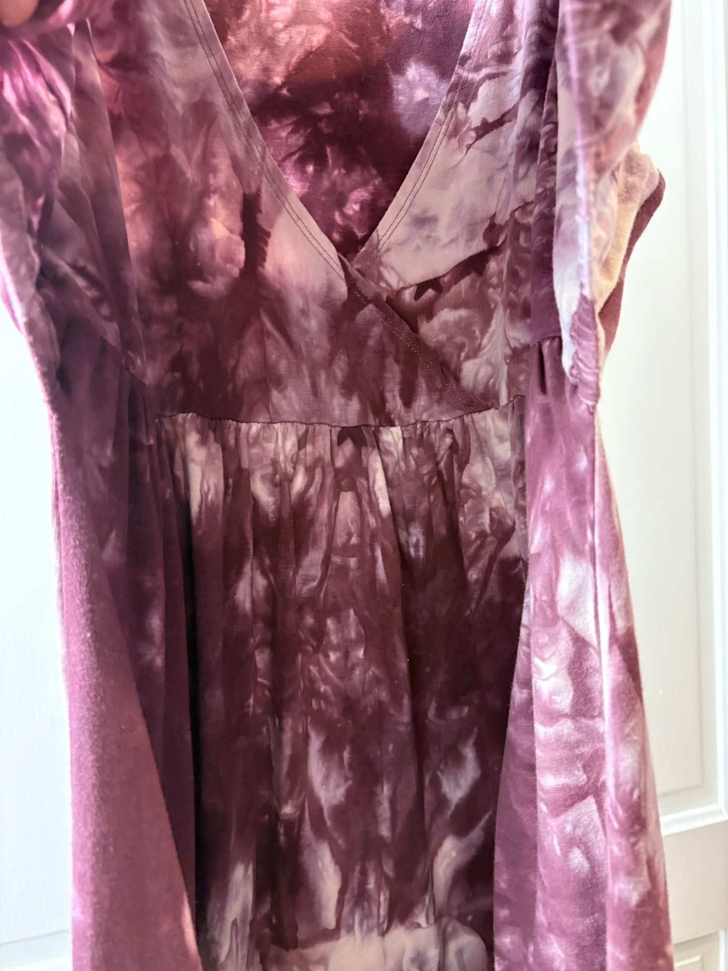 Seller 189 Women's XL Nursing Queen Purple Tie Dye Nursing Maxi Dress with Hidden Flap EUC