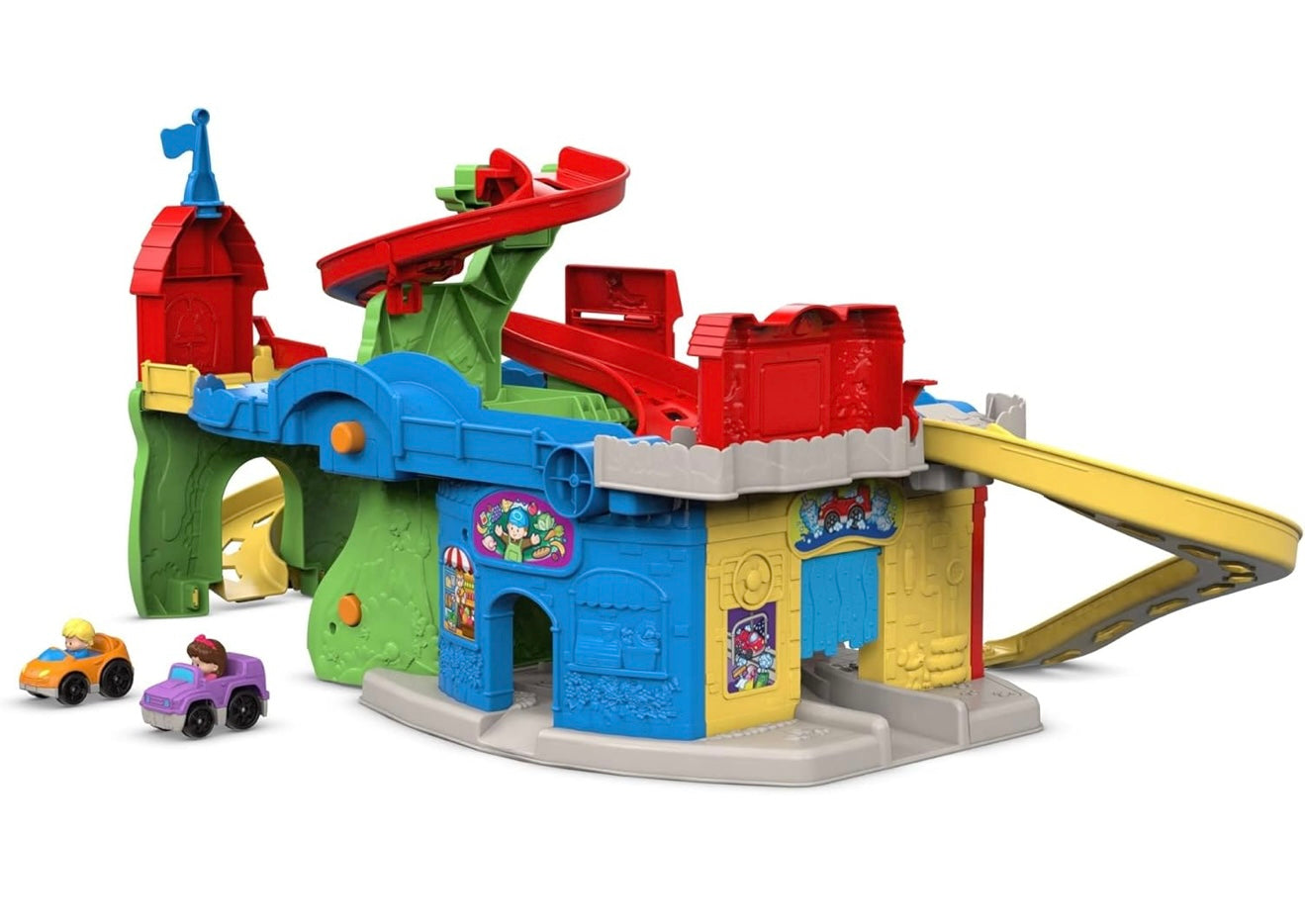 #180 Fisher price Little people Sit n Stand Skyway 2 in 1 vehicle racing playset