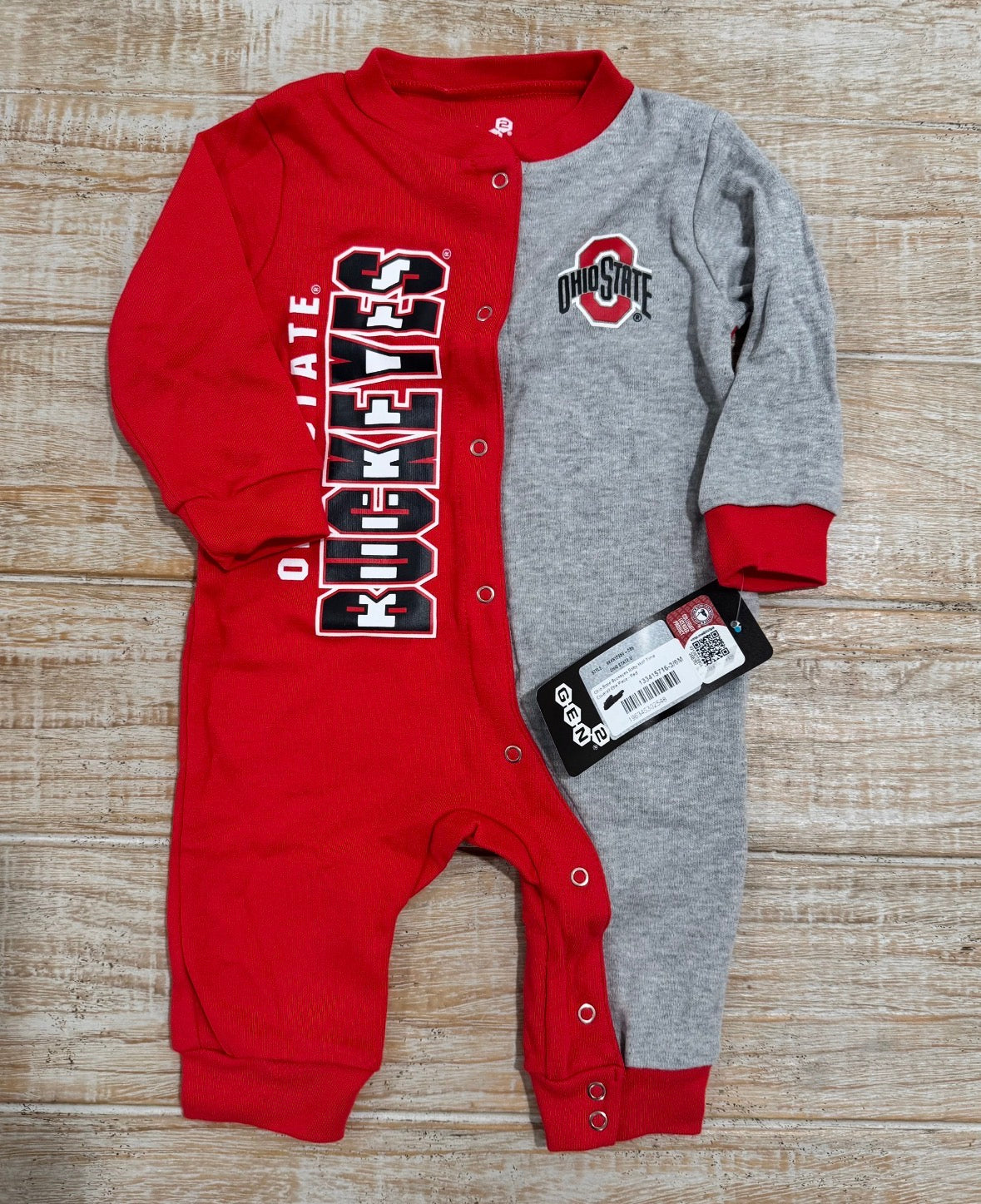 #108 OSU Buckeyes Onesie 3-6M NEW