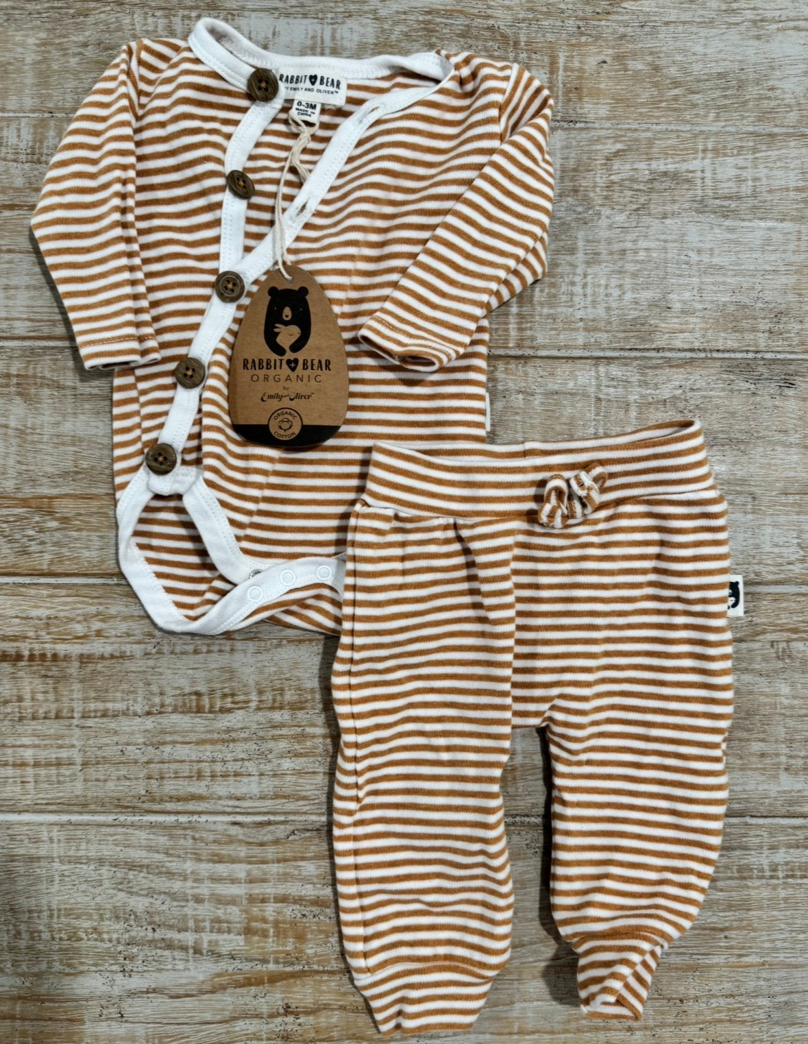 Seller #108 Rabbit & Bear Infant Striped Set 0-3M NEW