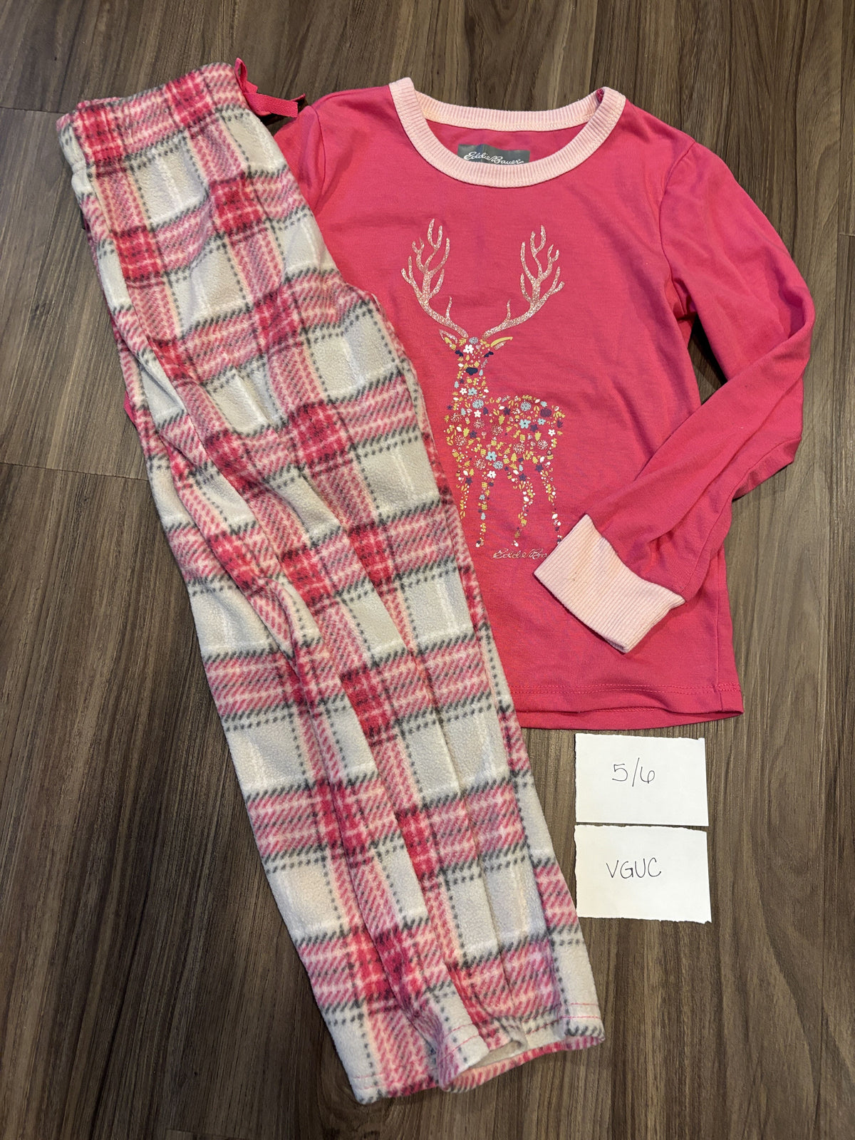#138 - 5/6 Eddie Bauer Pink PJs with Fleece Bottoms VGUC