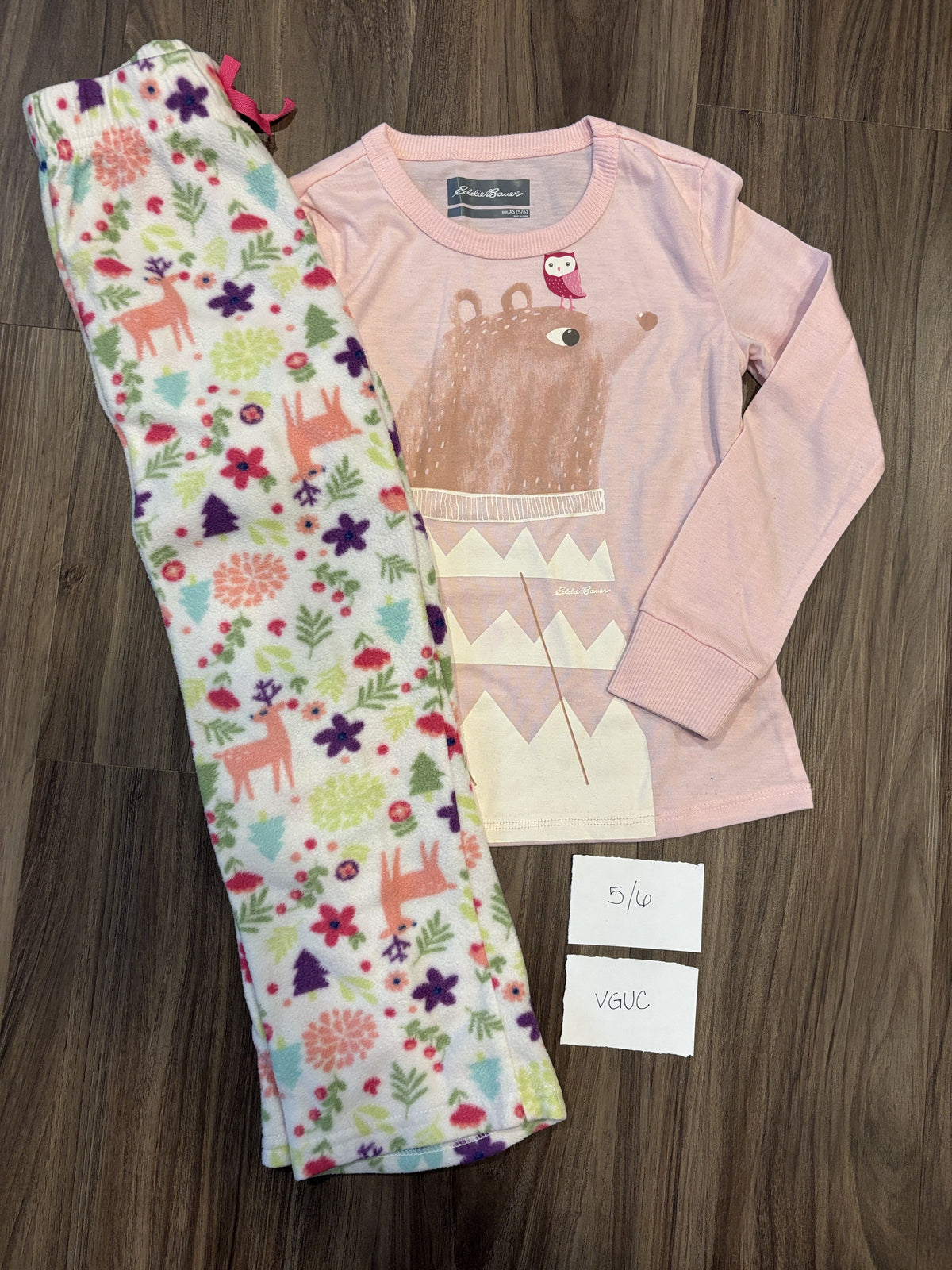 #138 - 5/6 Eddie Bauer Pink Bear PJs with Fleece Pants
