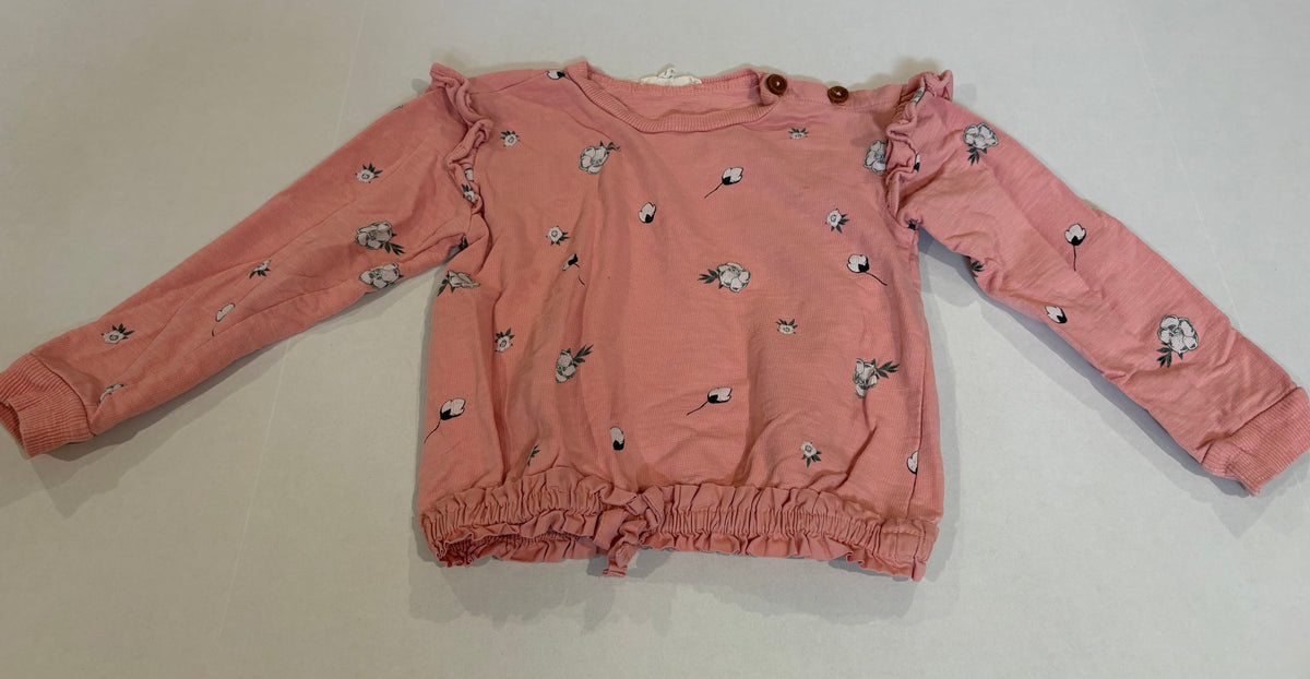 #25 Girls size 5/6 Jessica Simpson pink long sleeve sweatshirt with flowers and button detail