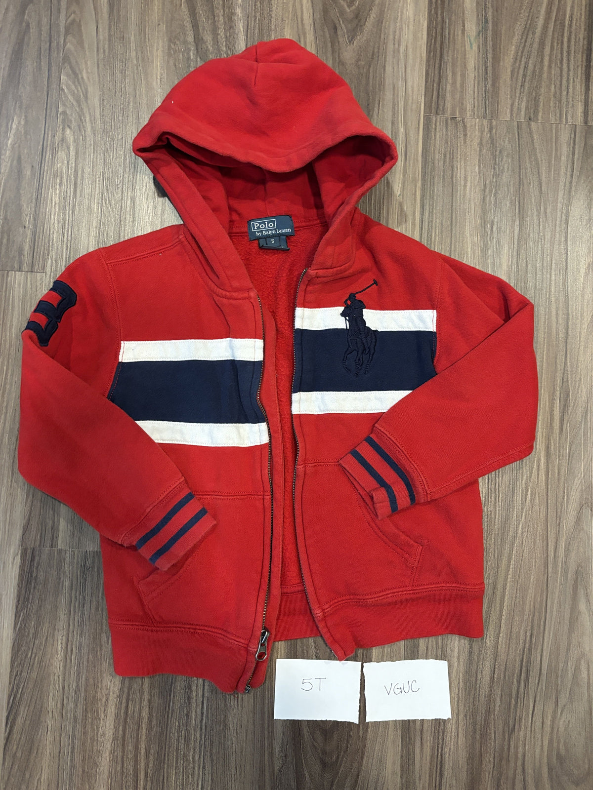 #138 - 5 Polo by Ralph Lauren Red Zip Up Jacket VGUC