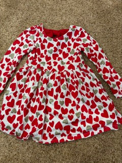 #47 girls 4T heart dress. red and gold, valentines
