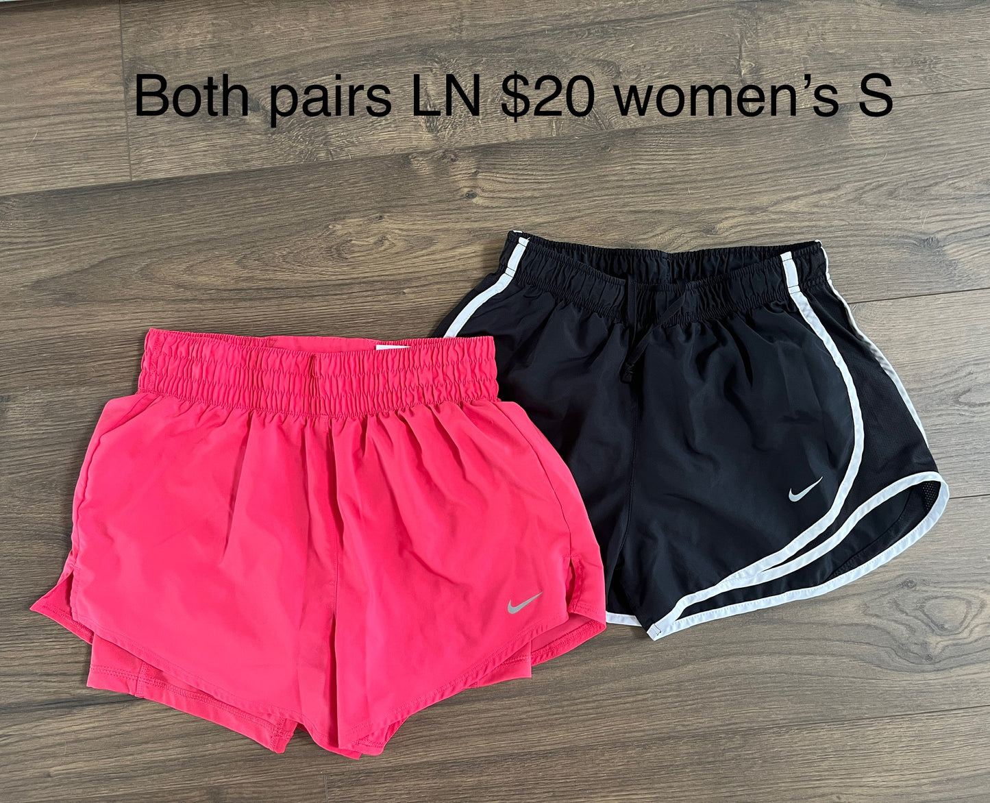 137 Nike Women's shorts Both Size small Pink pair and black and white pair LN