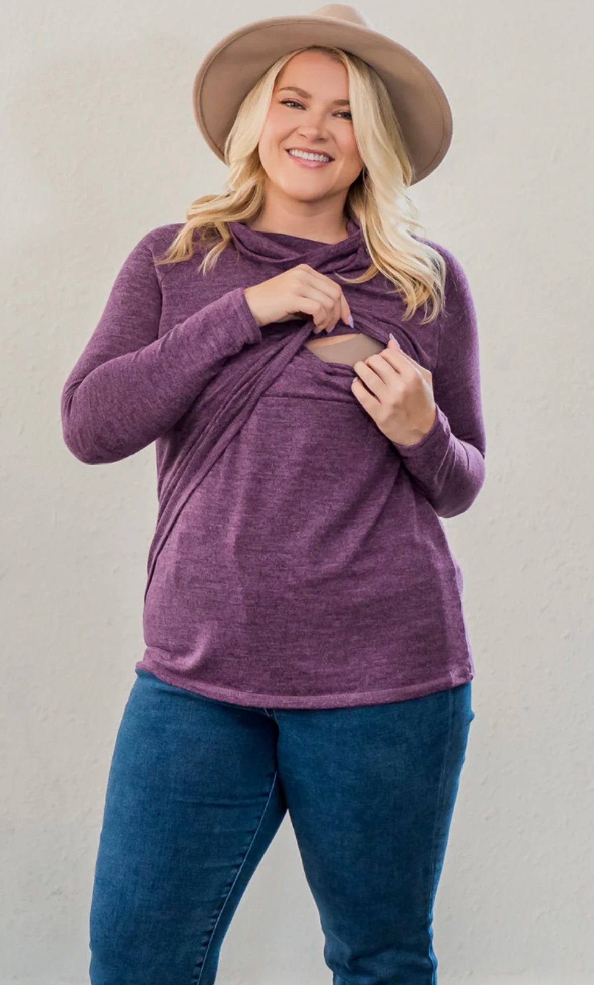 Seller 189 Women’s XL Nursing Queen Purple Asymmetrical Nursing Sweater EUC