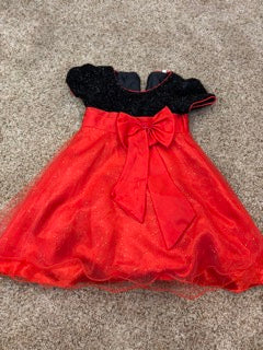 #47 girls 4T holiday dress. sparkle black top and red dress