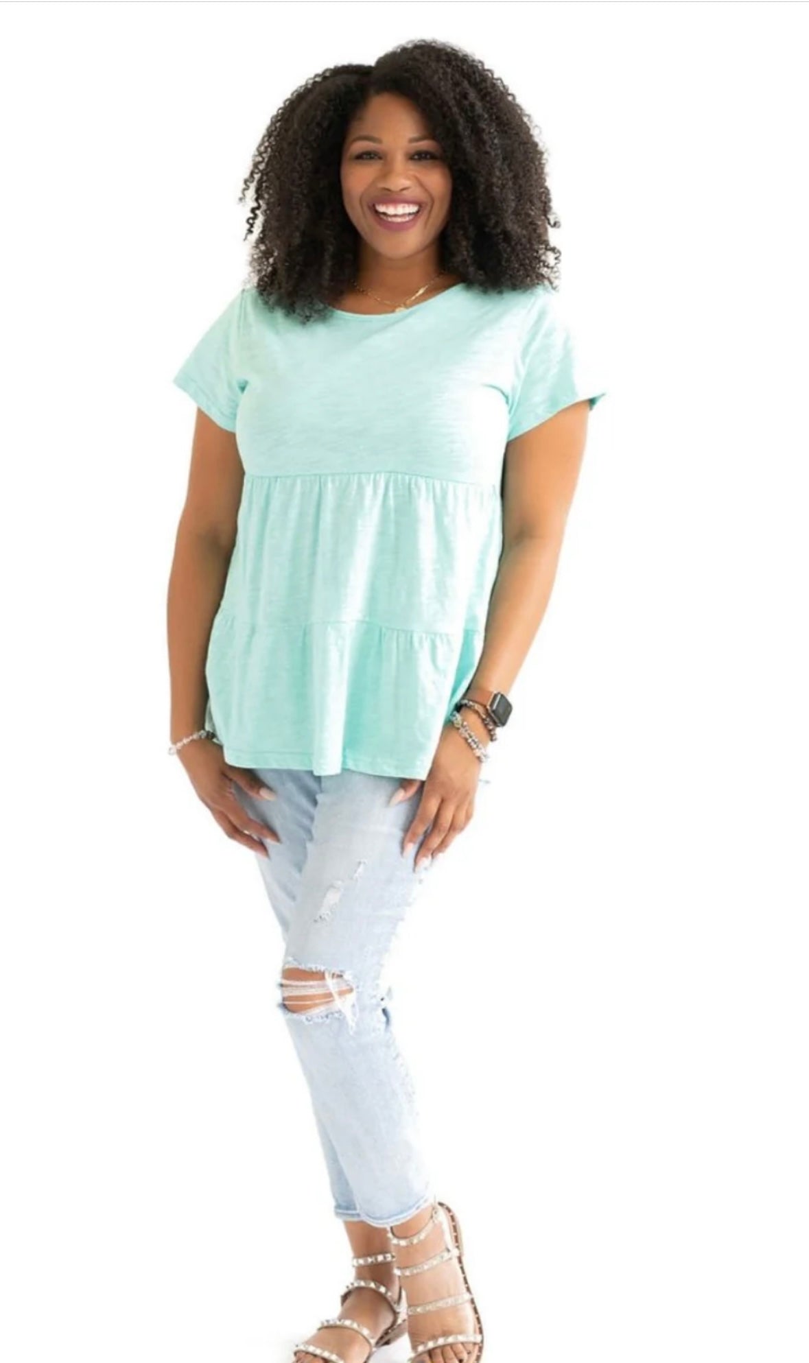 Seller 189 Women’s Large Nursing Queen Mint Ruffle Nursing Top GUC