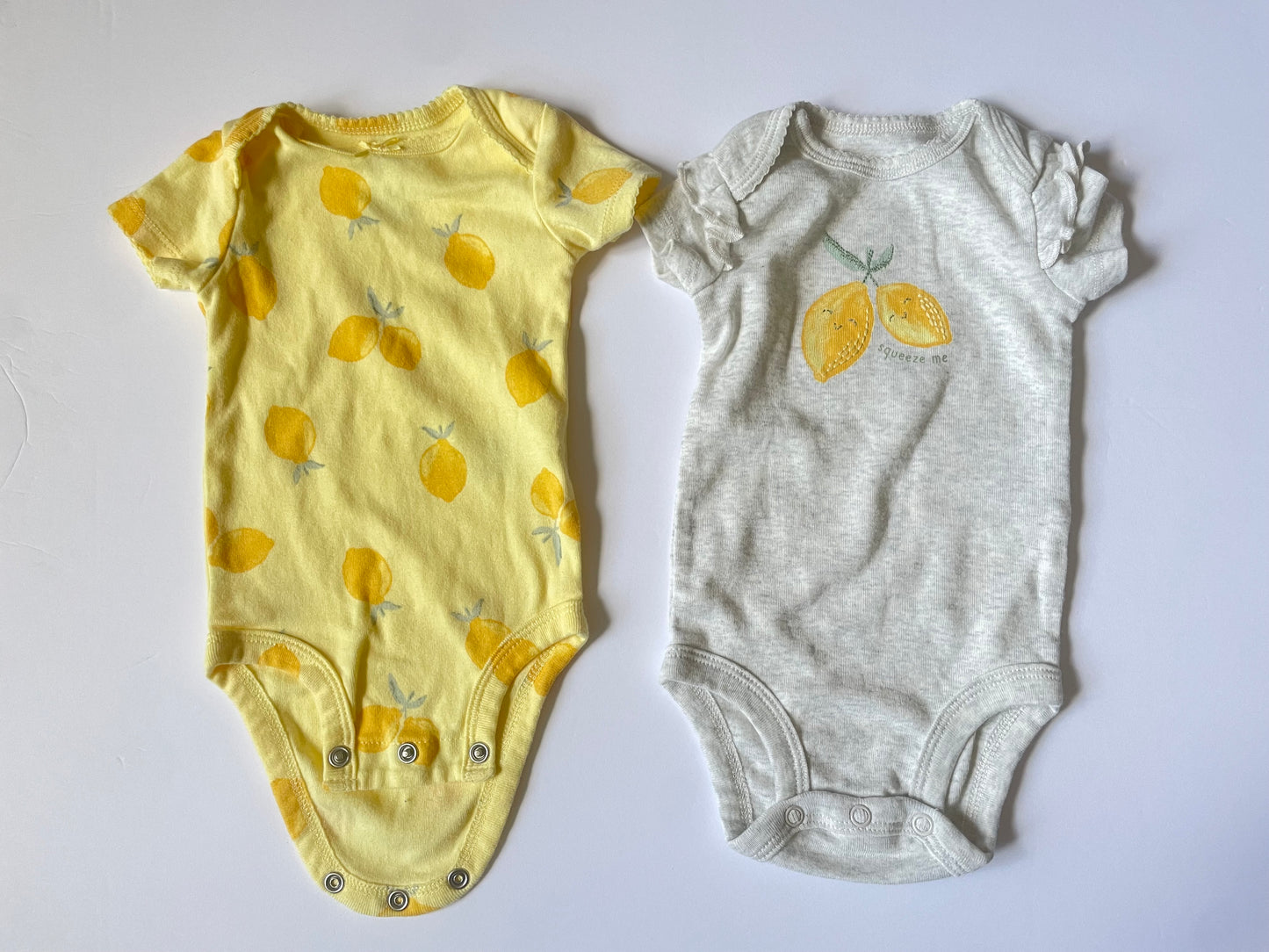 #3 carters lemon onesie 2-pack girls size 0-3