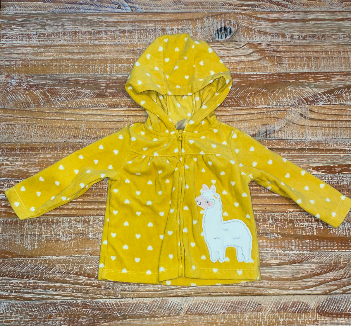 #4 Child of Mine Yellow Llama Fleece Hoodie Girls 6-9 months