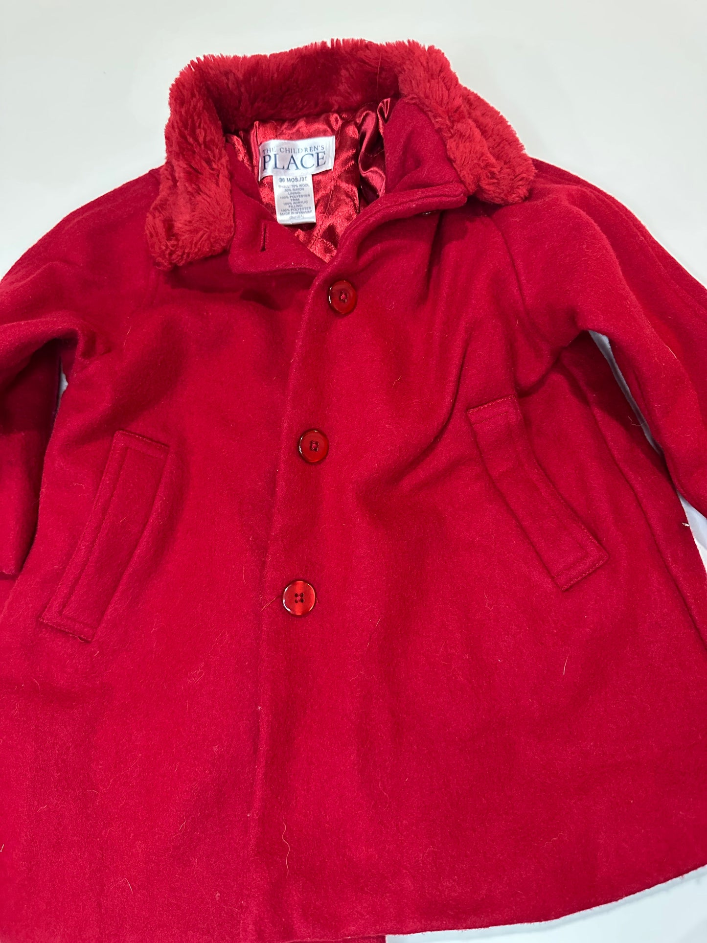 #23 (reduced) girls 3t red wool coat