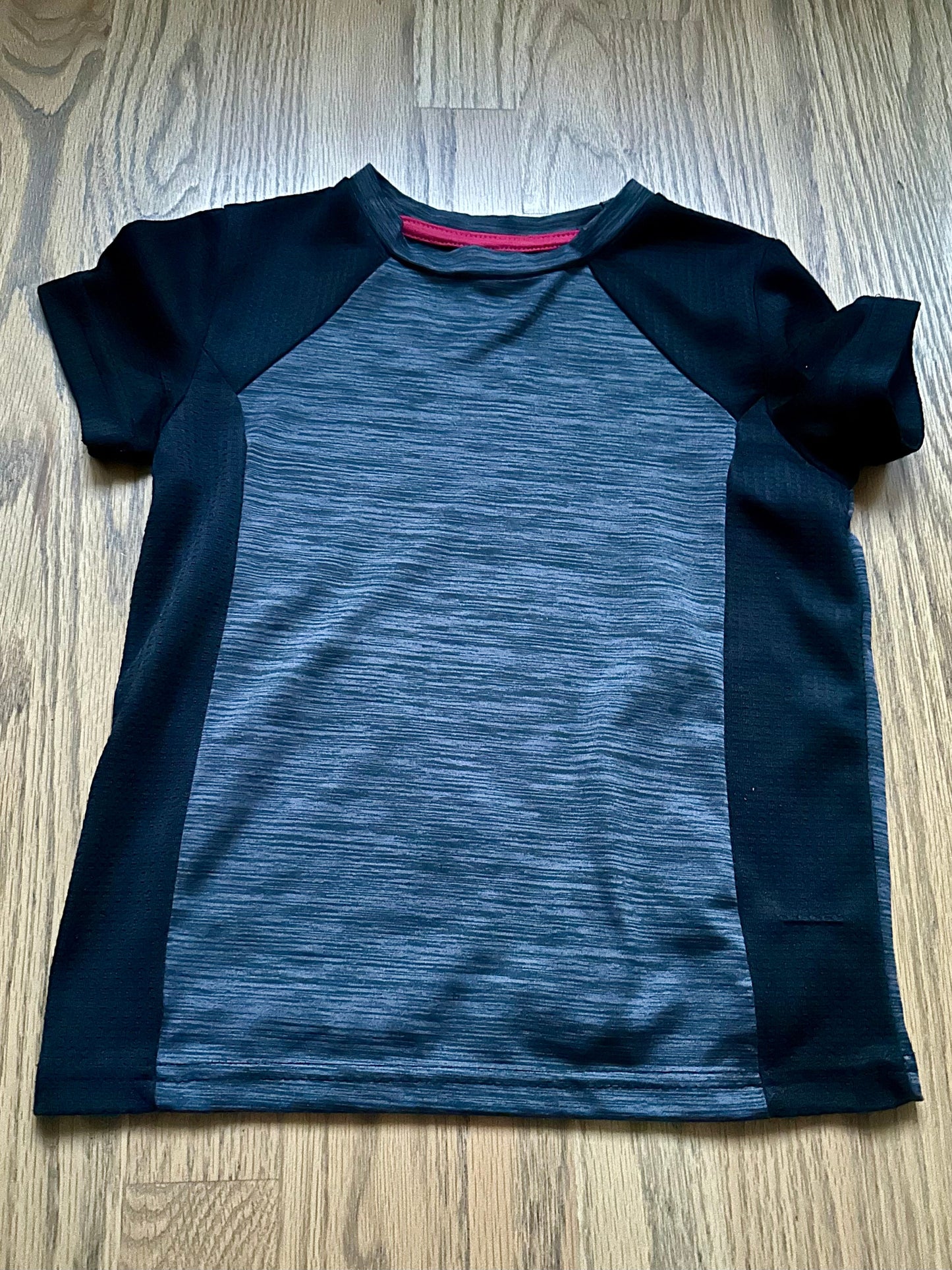#198- Boys, Black & Grey Athletic Short Sleeve Shirt- Size 4