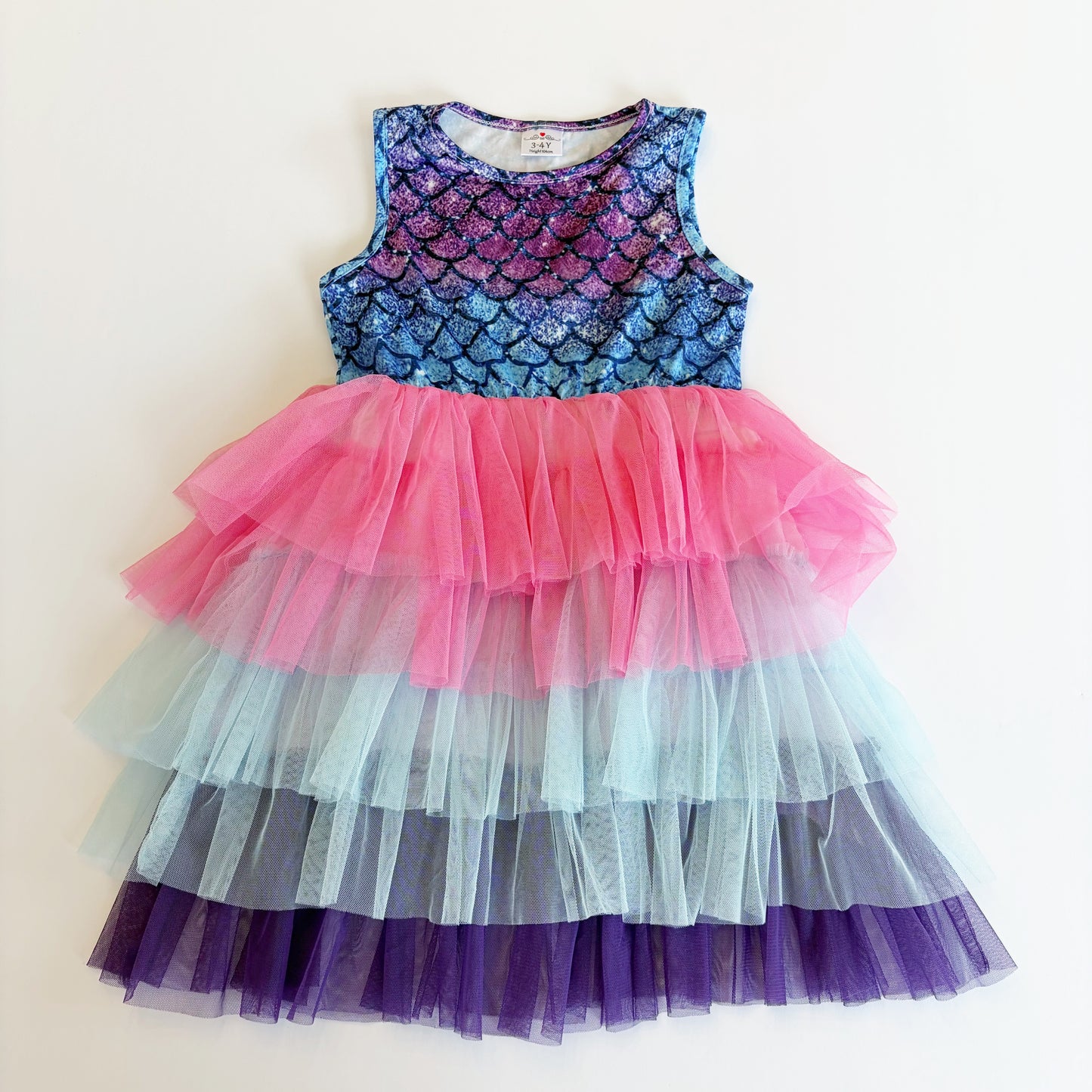 #79 | Size 3-4 | Girls Tulle Skirt Mermaid Dress