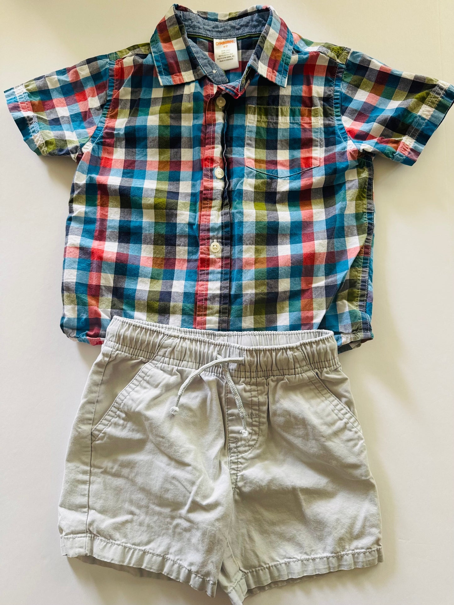 REDUCED # 92 Boys 2 t summer button up shirt and short set