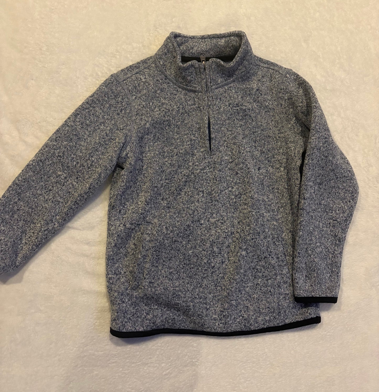 Seller #80 - Boys size 6/7 1/4 zip blue/gray & white sweater - never worn