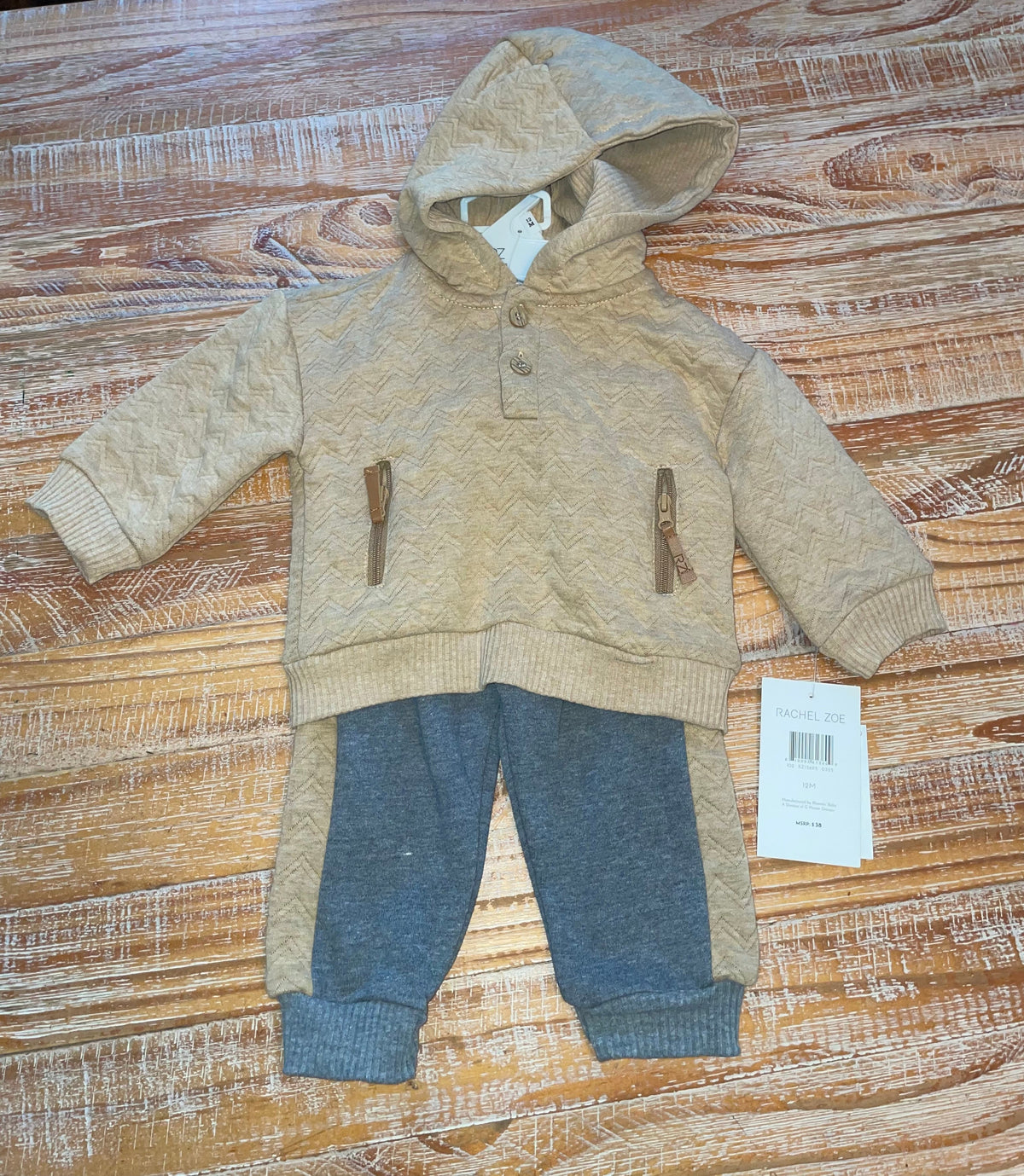 #4 Rachel Zoe Beige and Grey Outfit NWT Boys 12 months