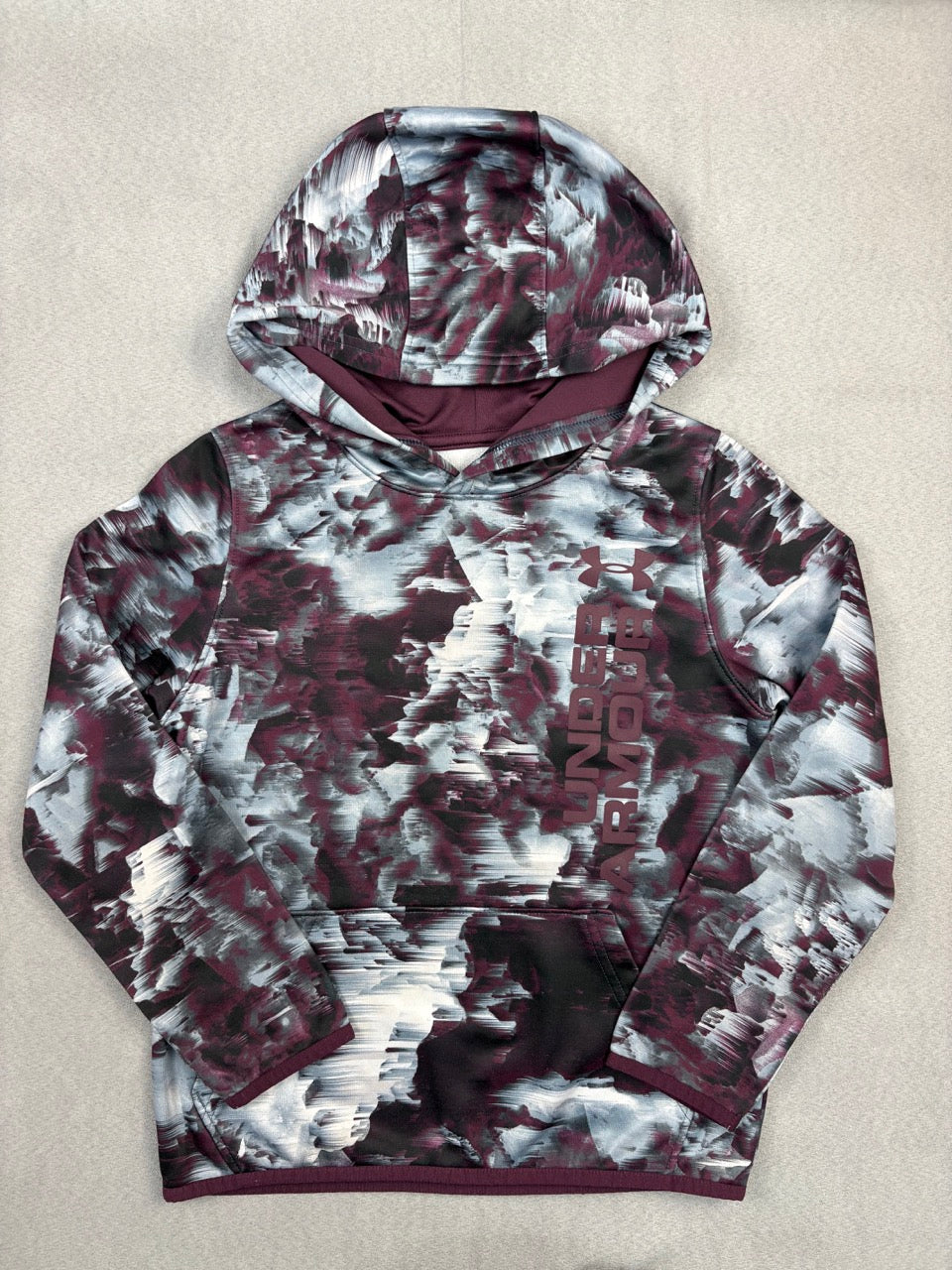 #39 Small, Boys, Under Armor, purple camo hoodie,