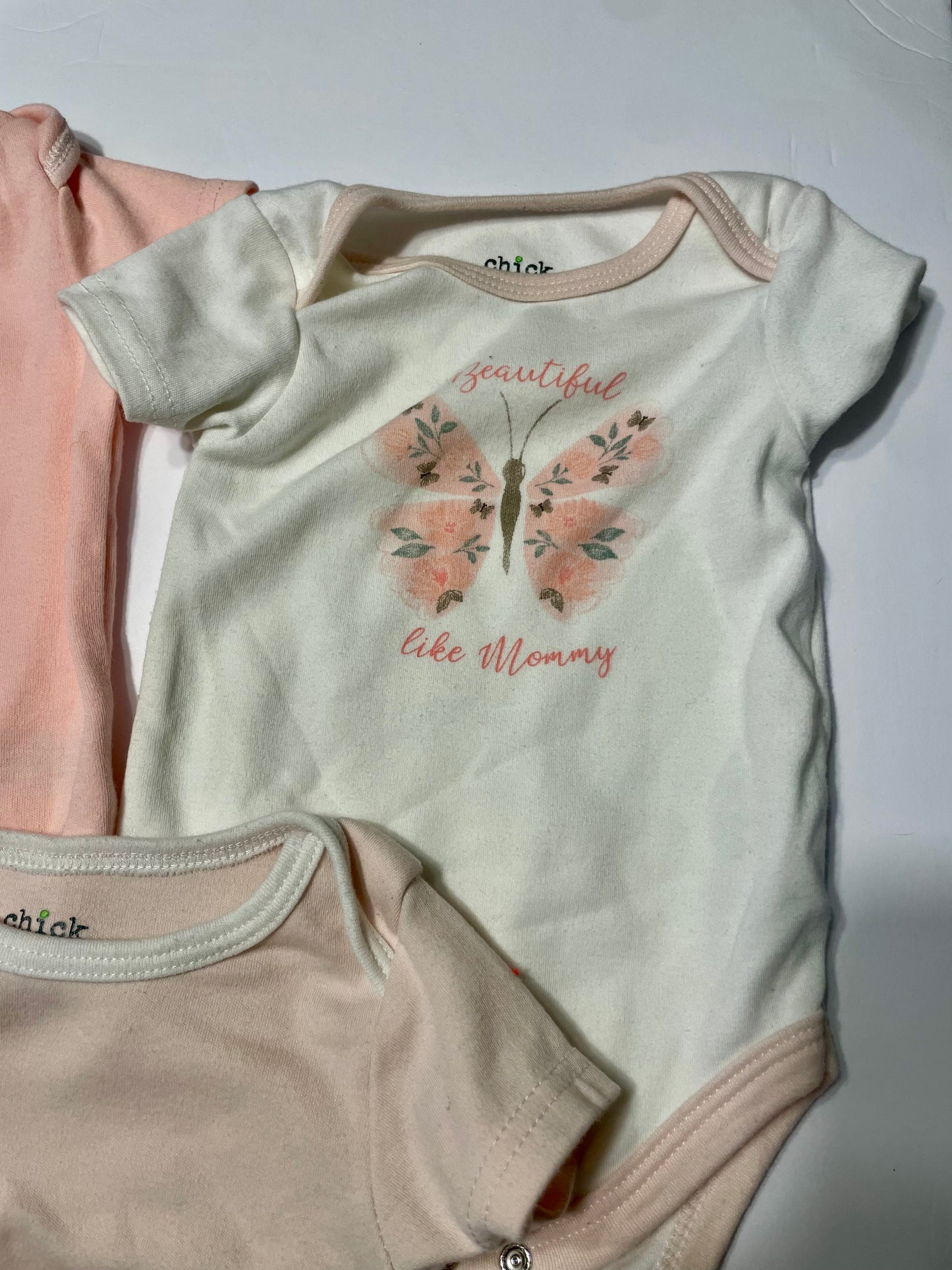 #3 chick pea 3pack onesies girls size 6-9mo