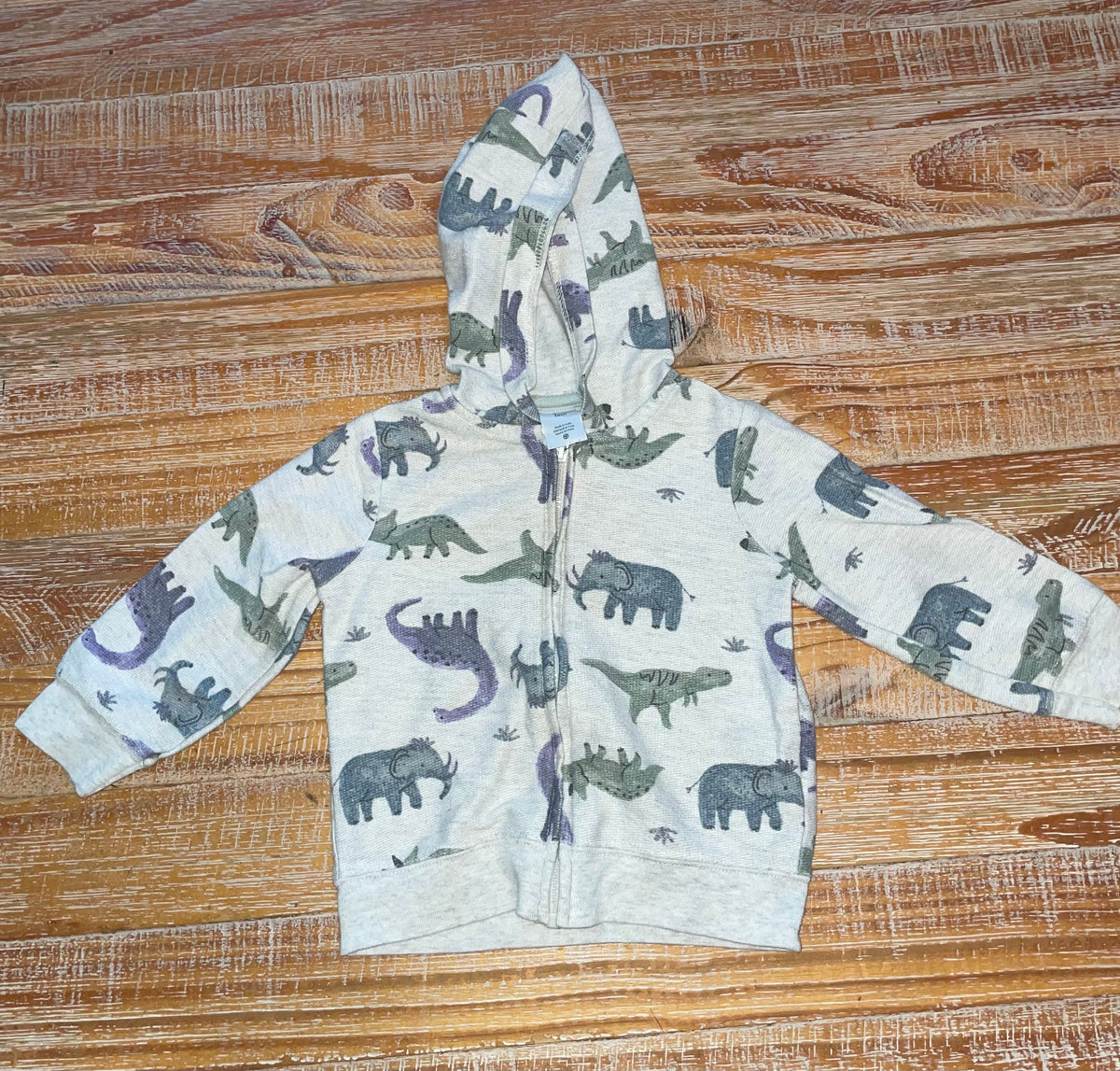 #4 Carter's Grey Dinosaur Zip-Up Hoodie Boys 12 months