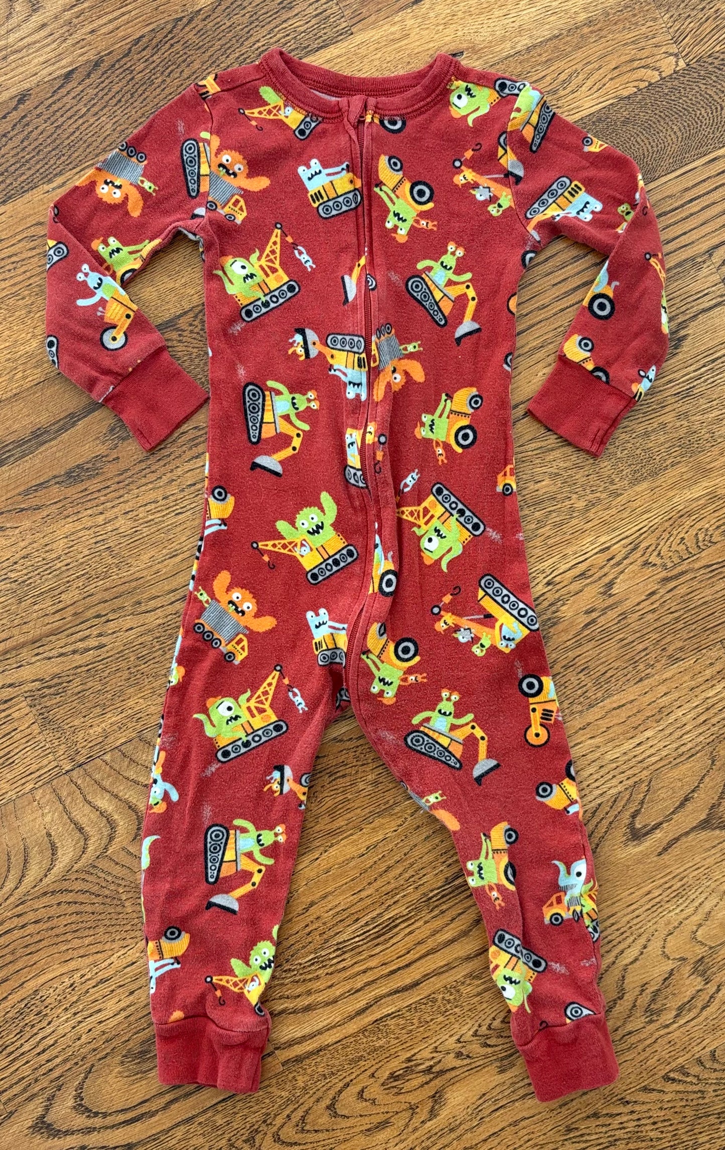 #103 • Boys • 2T • Old Navy • Monsters & Trucks Zip Up Footless Pajamas