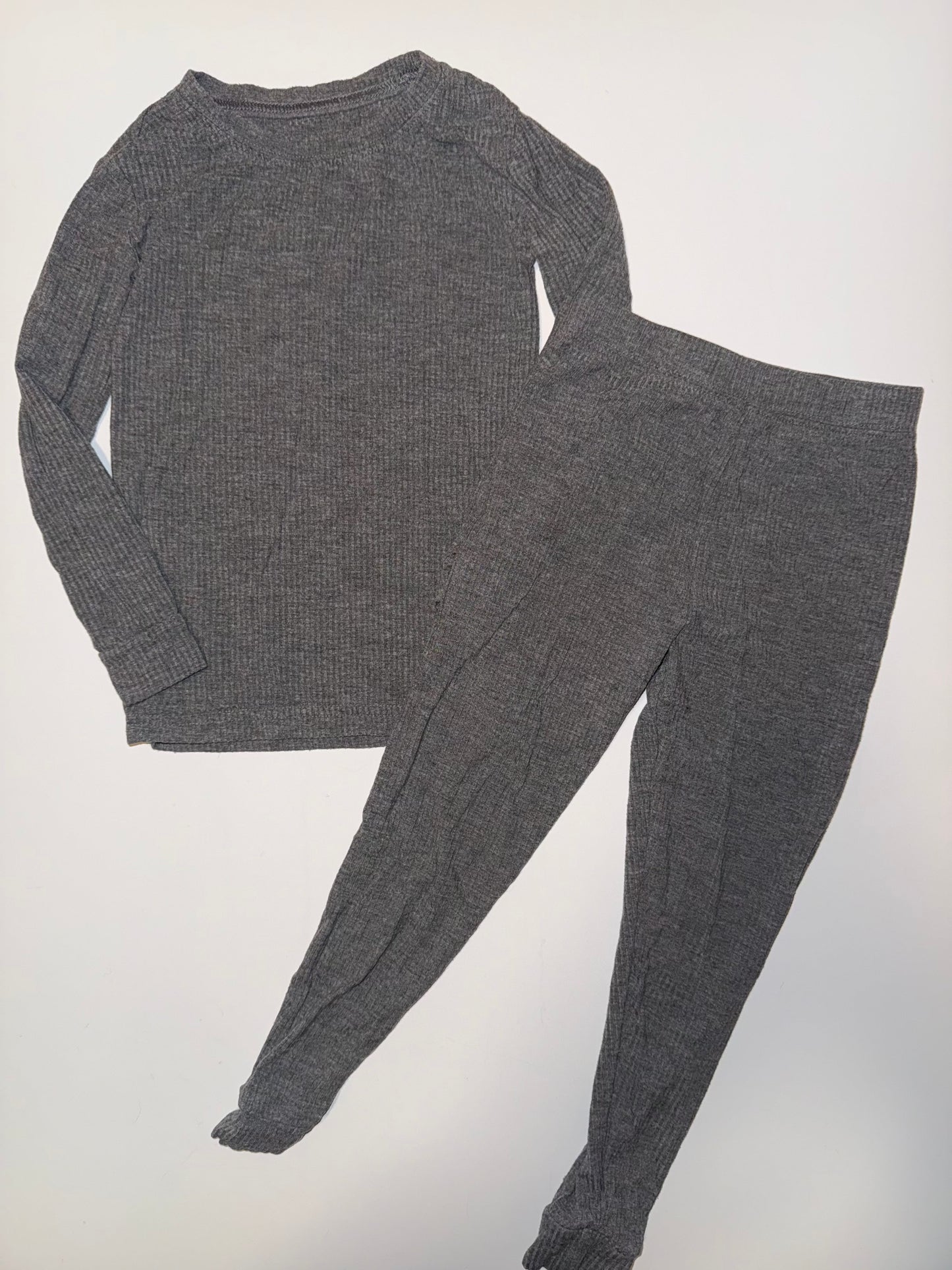 #106: 3T Little Sleepies Gray Ribbed Pajamas VGUC *REDUCED*