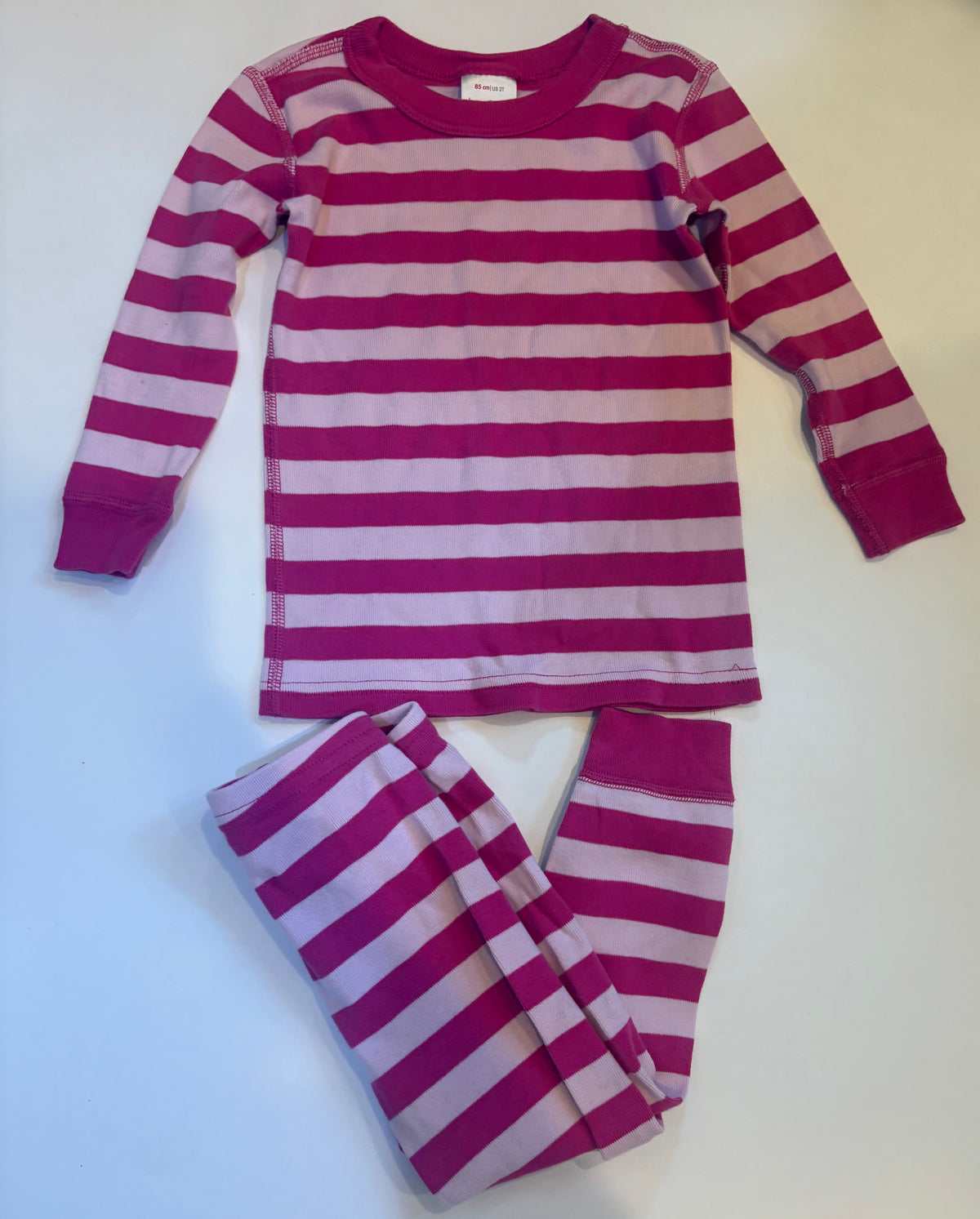 Seller 186 - Hanna Andersson Girls 2 Piece Pink Striped PJs - Size 85 (2T) - EUC