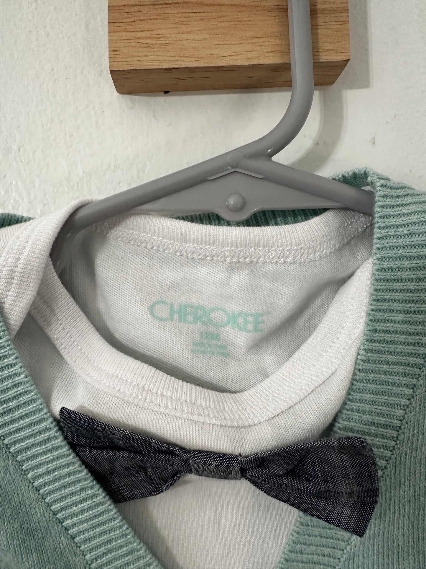 #111 Cherokee Boys Cardigan Bow tie Onesie NWT 12 month