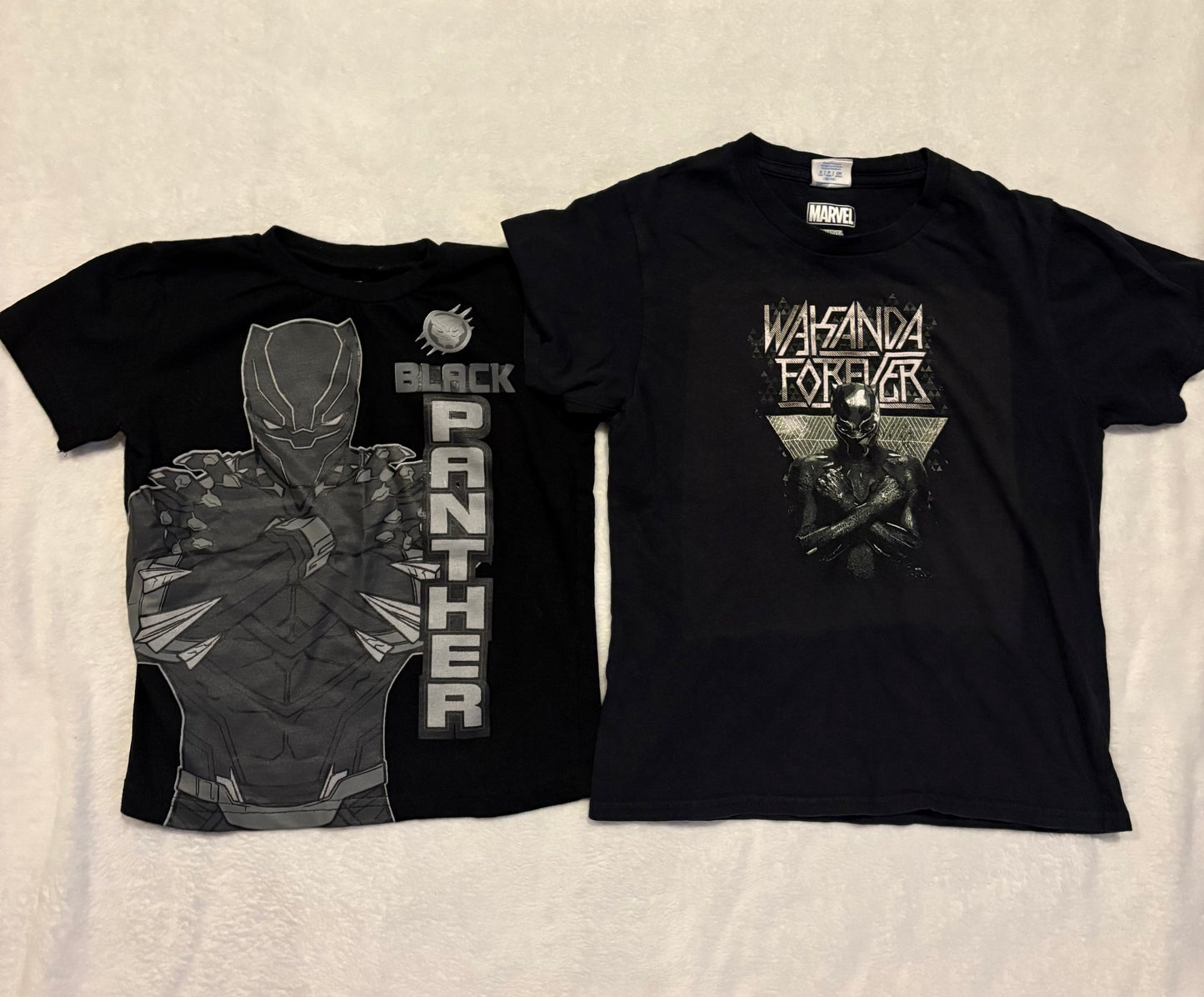 Seller #80 - Boys Black Panther short sleeve (left - 6, right - S)