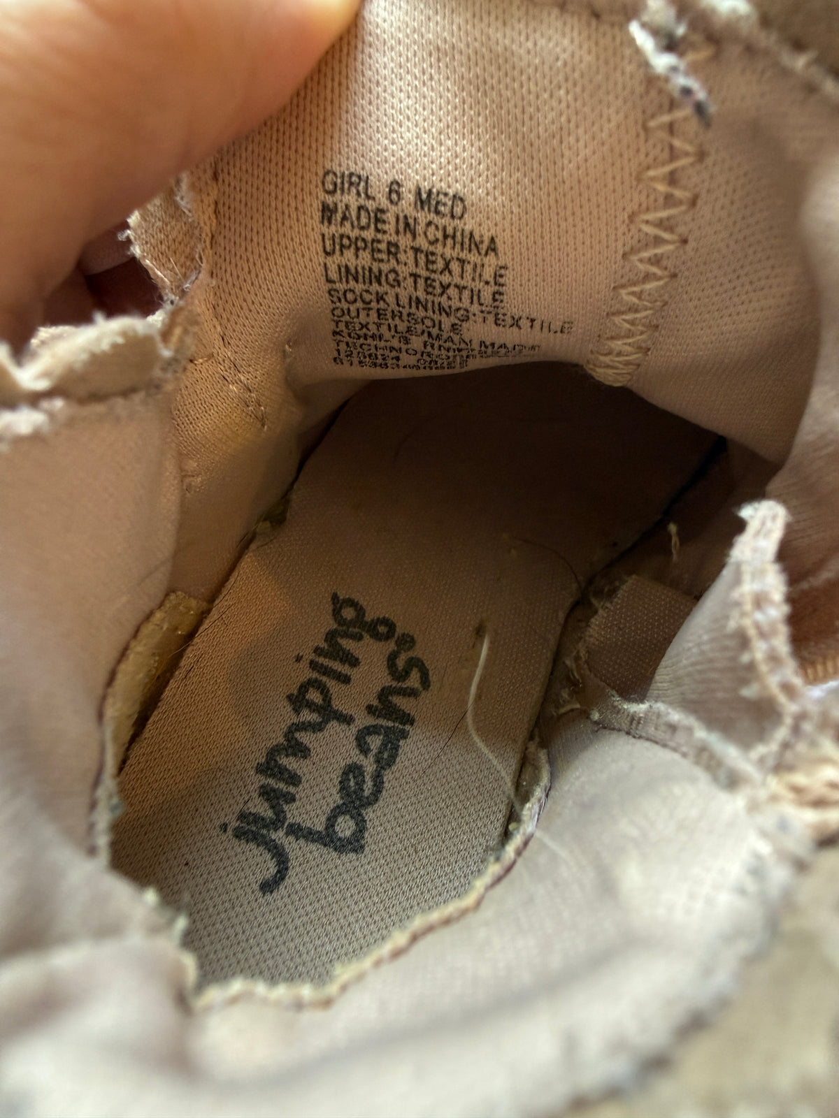 #170 Jumping Beans light pink suede boots with bow girls 6C