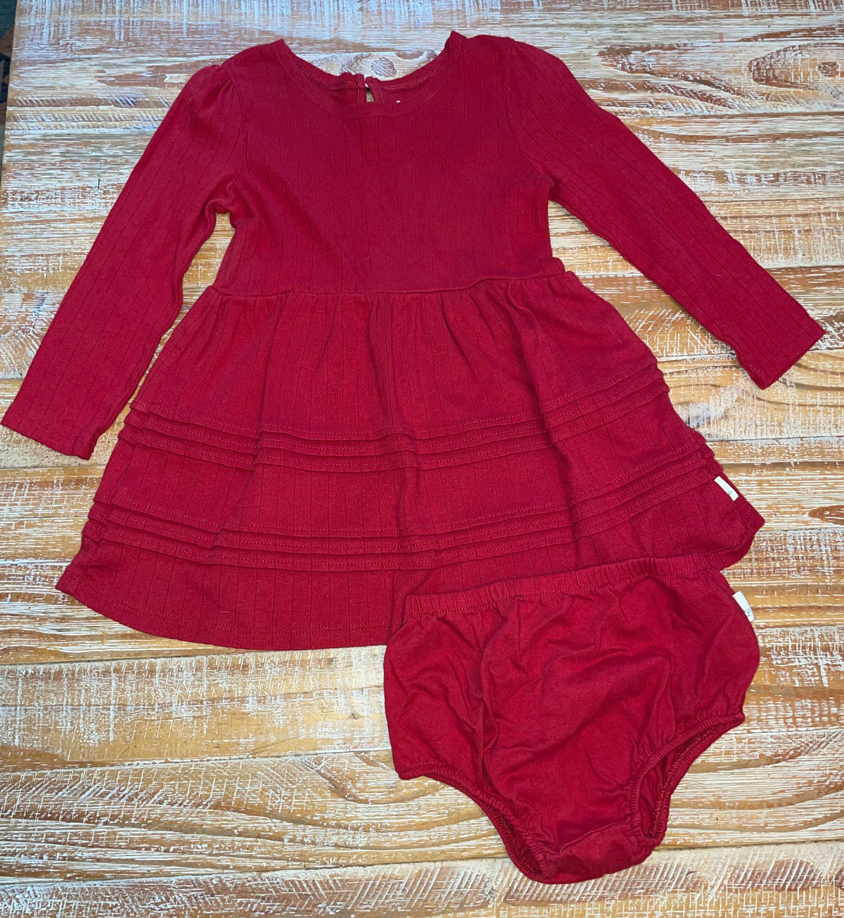 #4 Burt’s Bees Baby Red Long Sleeve Dress with Bloomers Girls 24 months