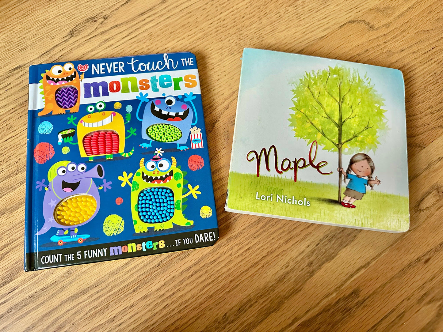 #198- Board Books- Maple (Big Sister Book) & Never Touch a Monster Sensory Book