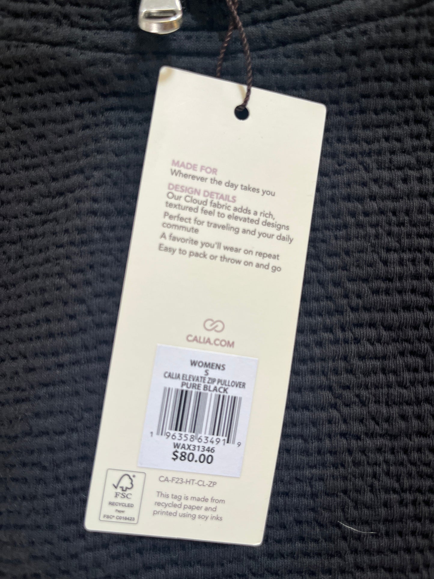 137 black Calia pull over BNWT women's small