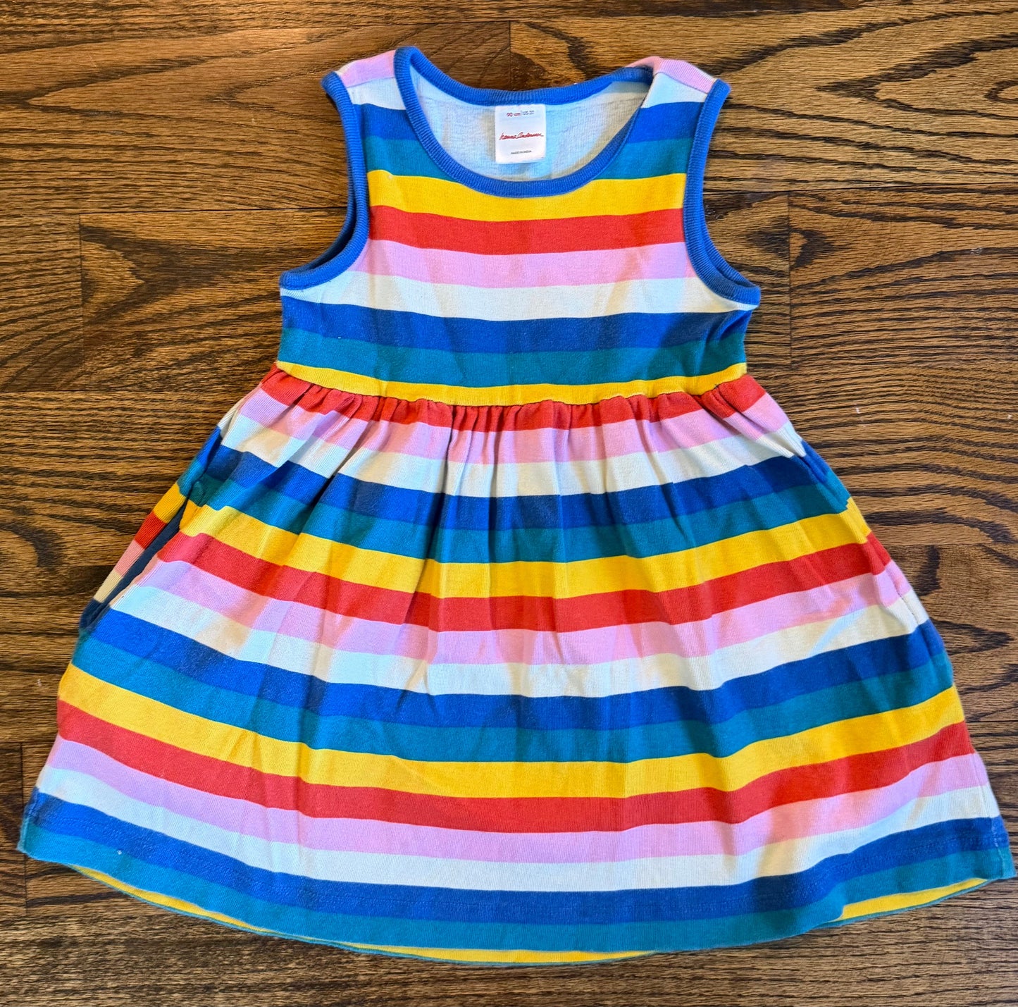 #28 REDUCED Hanna Andersson Girls Rainbow Stripe Dress Size 3T