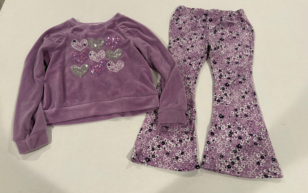 #25 Girls size 6 Btween purple fuzzy sweatshirt and soft pants