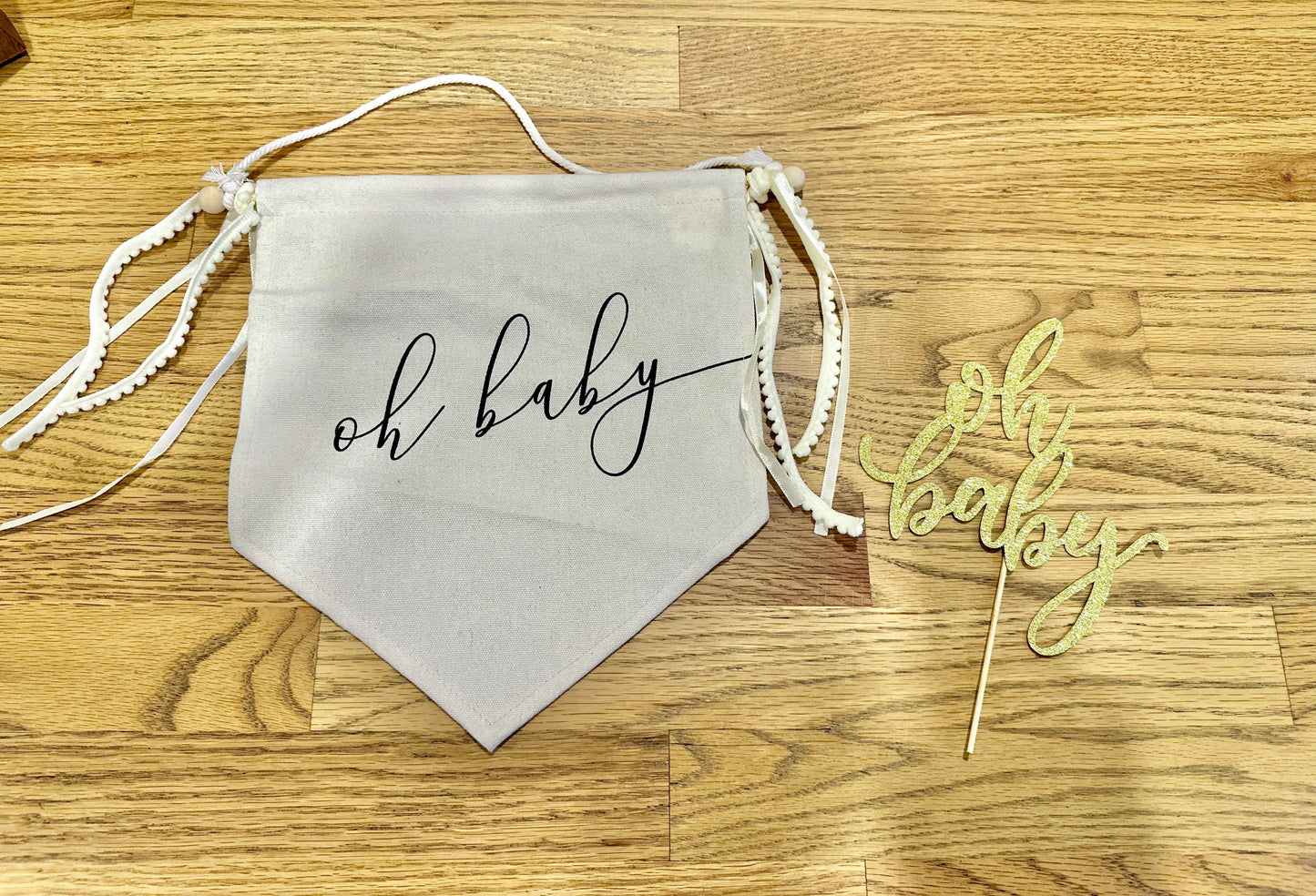 #198- Baby Shower “Oh Baby” Cake Topper & Banner