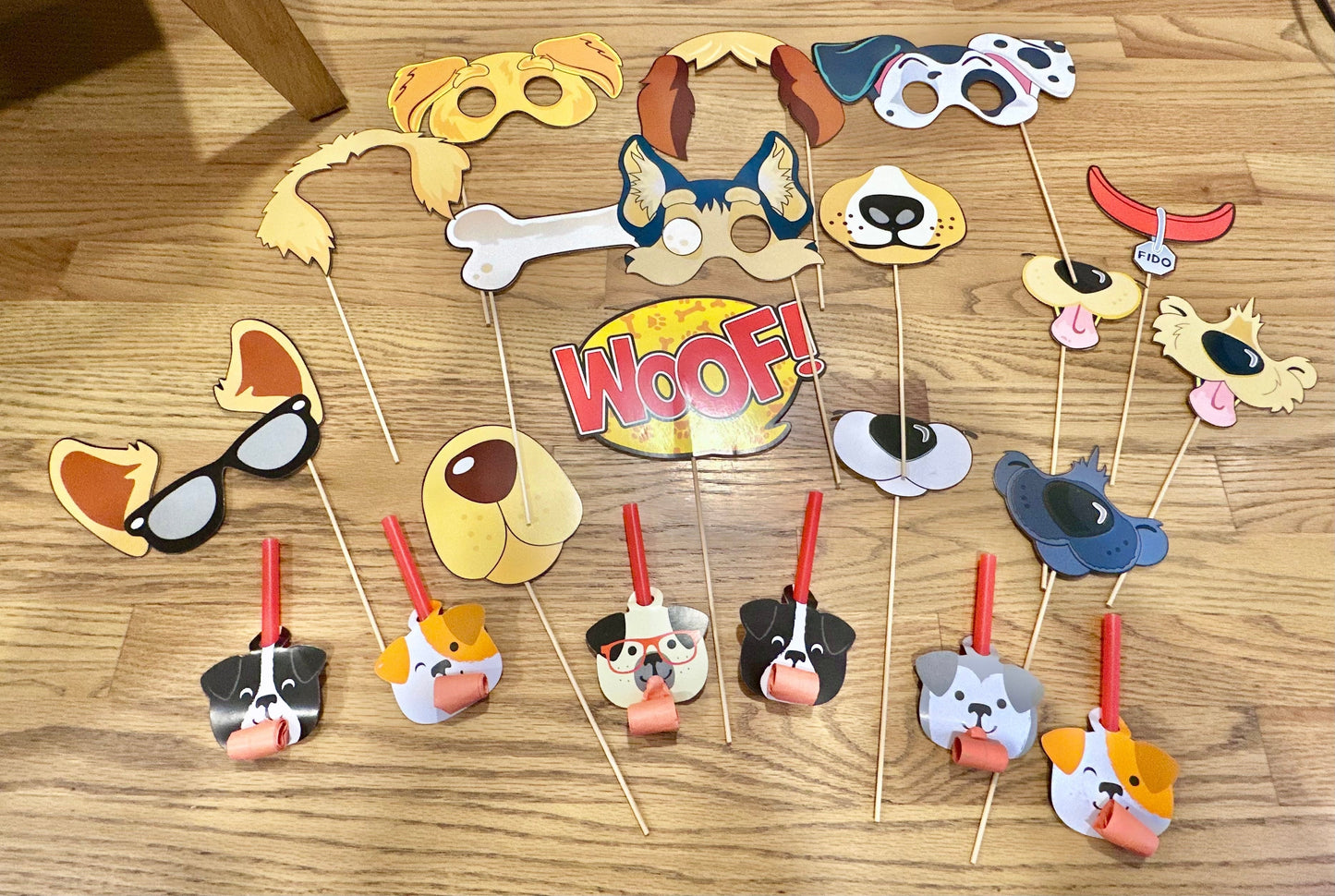 #198- “Puppy Pawty” Photo Booth Accessories & Birthday Blowers